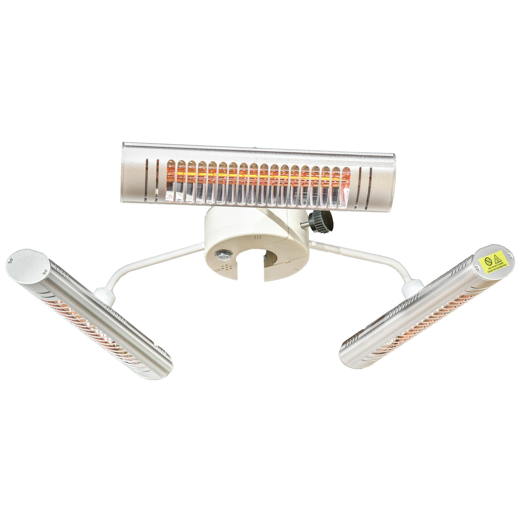 Silver Parasol Patio Heater with Three Infrared Panels
