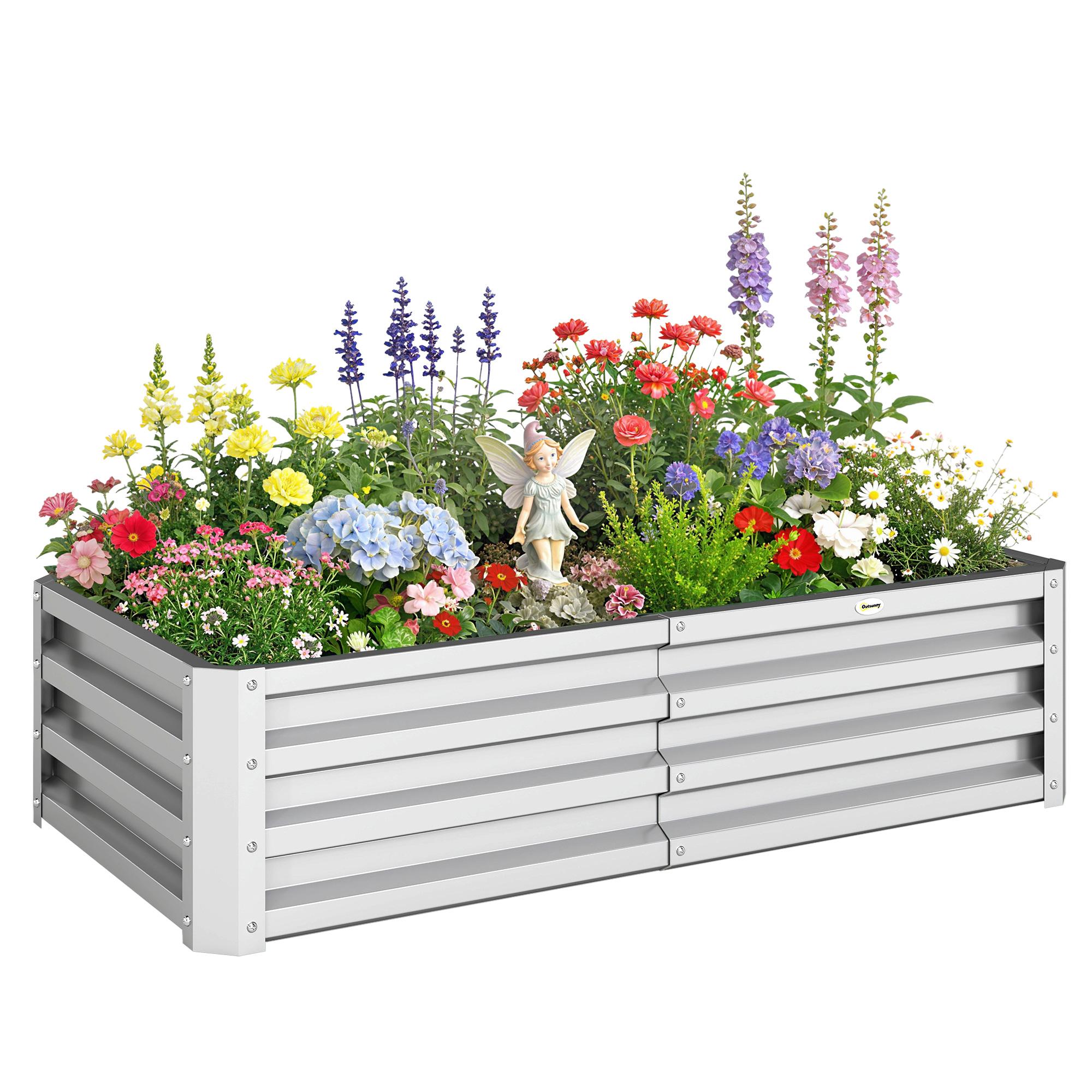 Silver Galvanized Planter with Open Bottom, 4' x 2' x 1'