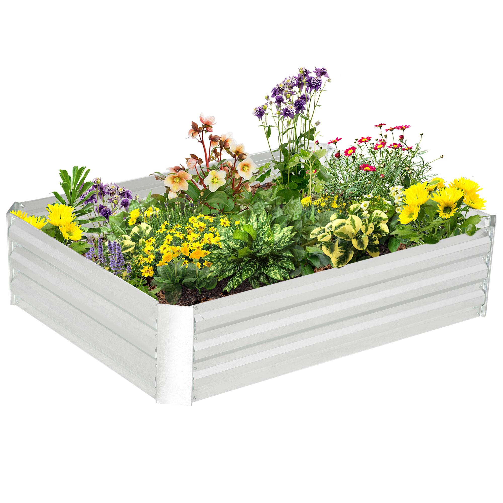 Silver Alloy Steel Herb Bed, 4' x 3' Open-Bottom Planter