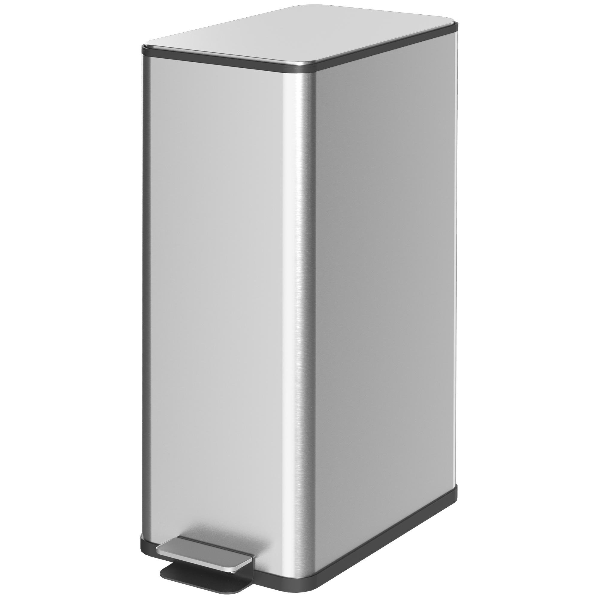 20L Slim Stainless Steel Bin with Soft-Close Pedal Lid