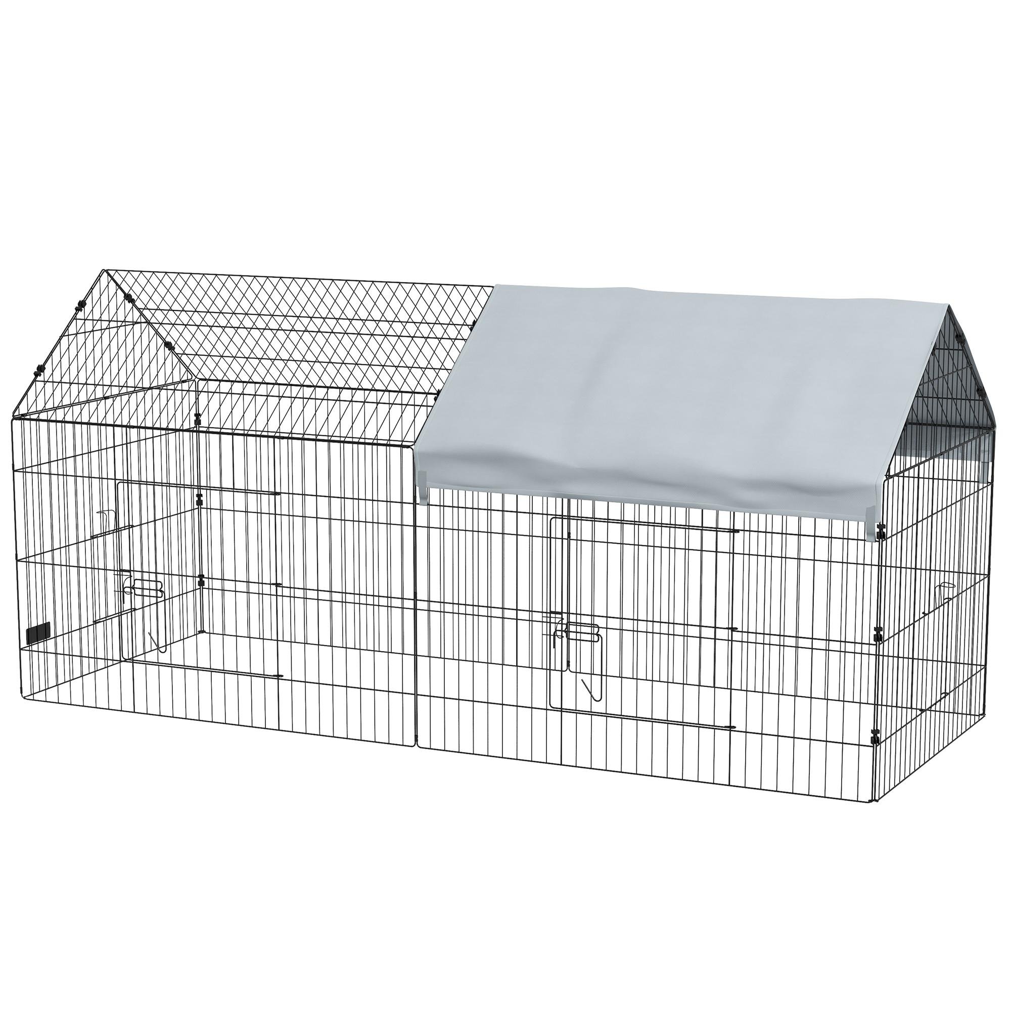 Silver Roofed Animal Cage with Shade Roof for Indoor/Outdoor Use