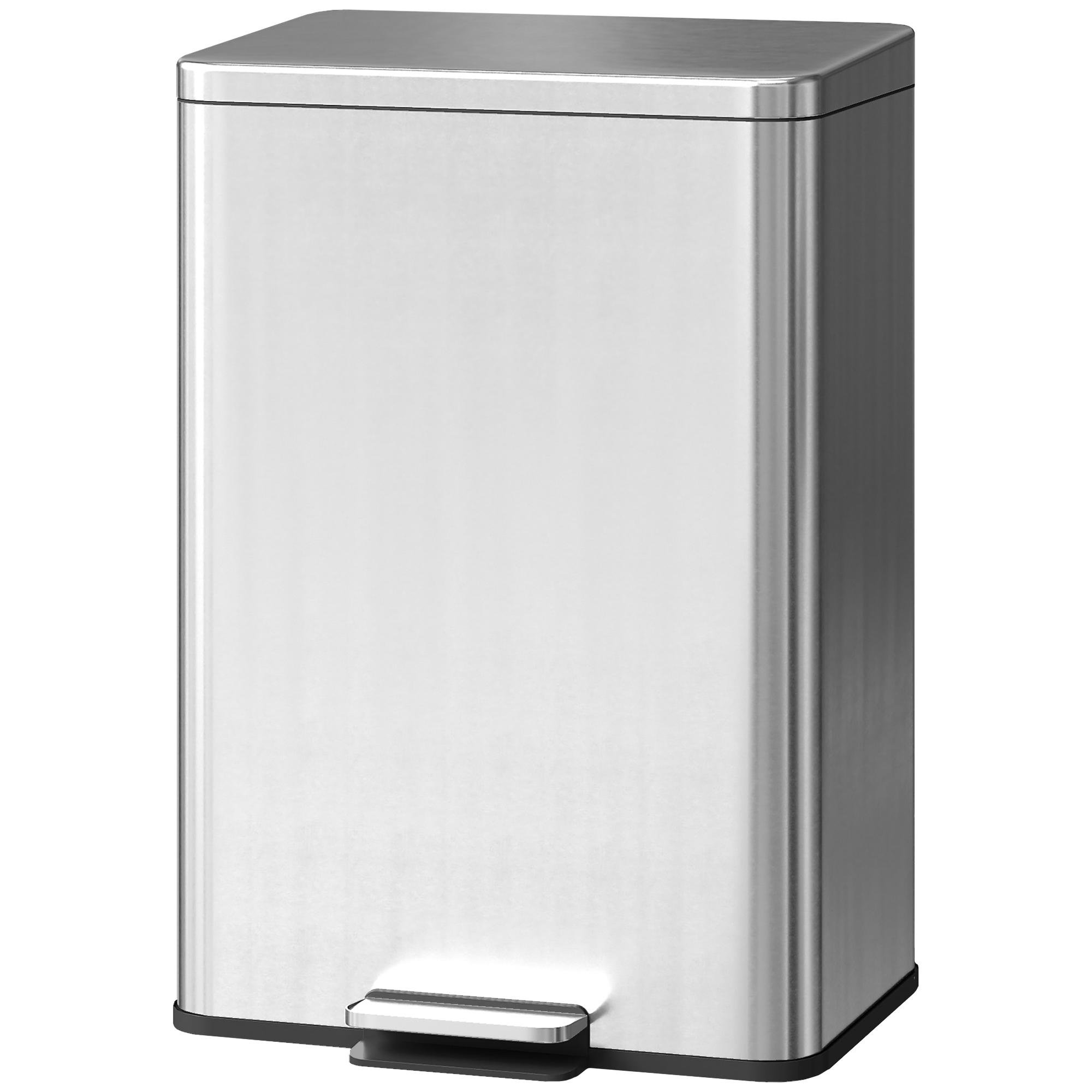 Silver 20L Pedal Bin with Soft-Close Lid