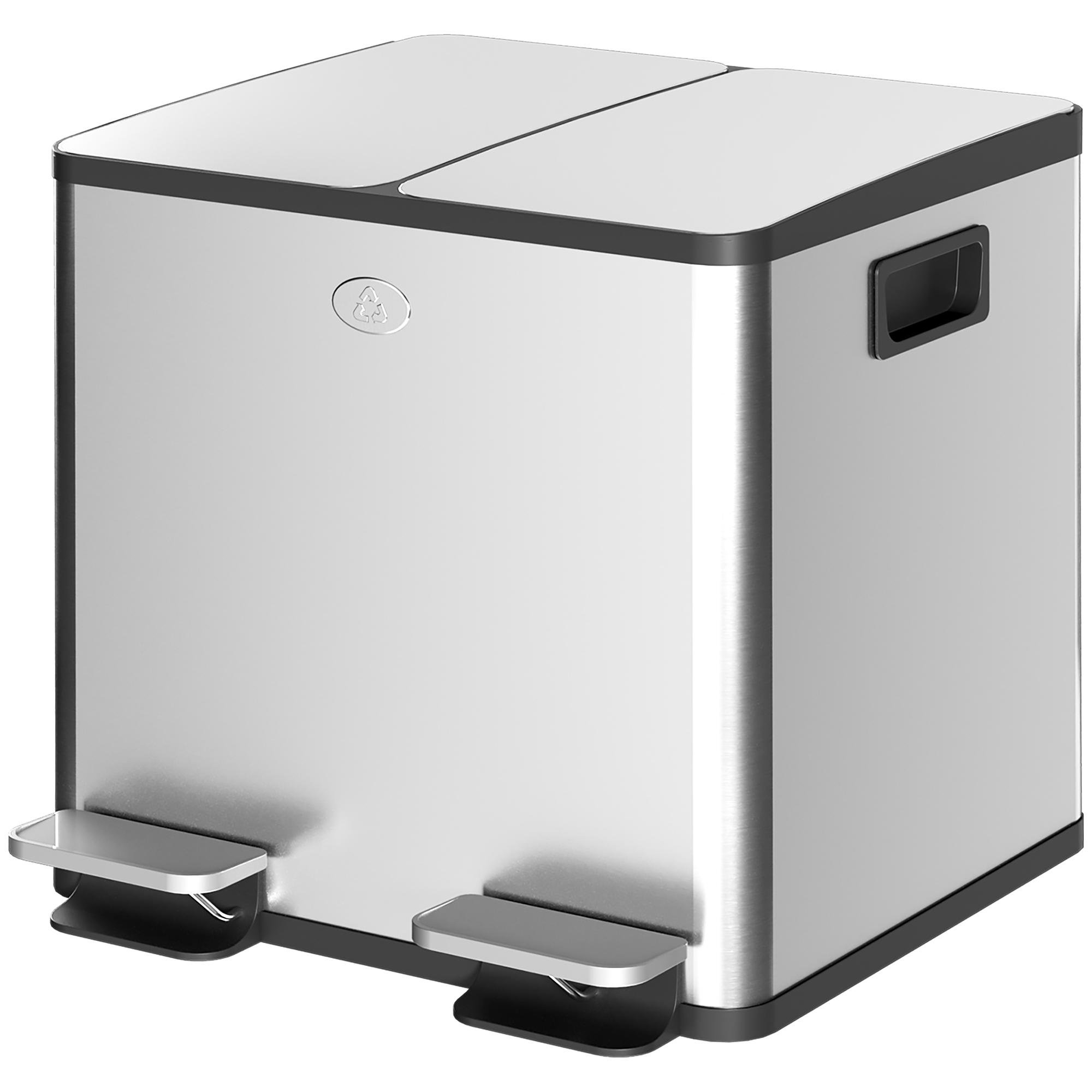 30L Dual Stainless Steel Bin with Soft-Close Pedals