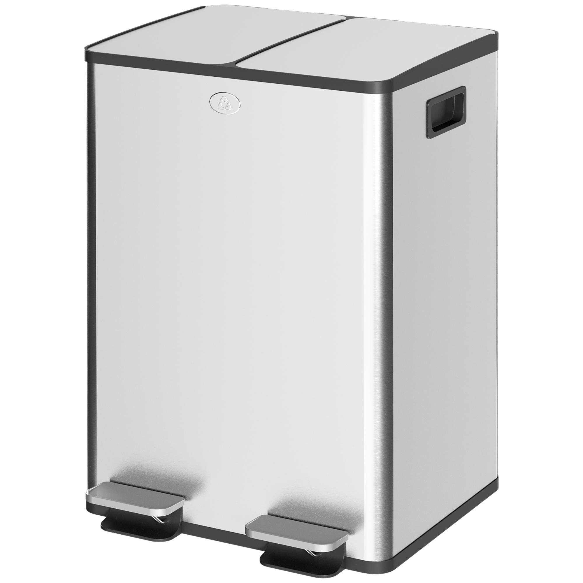 56L Dual Stainless Bin with Pedals