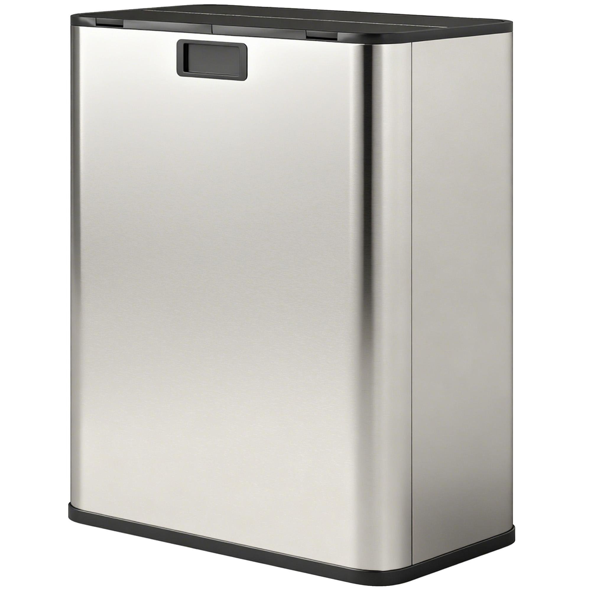 56L Silver Dual Pedal Bin with Soft-Close Butterfly Lid