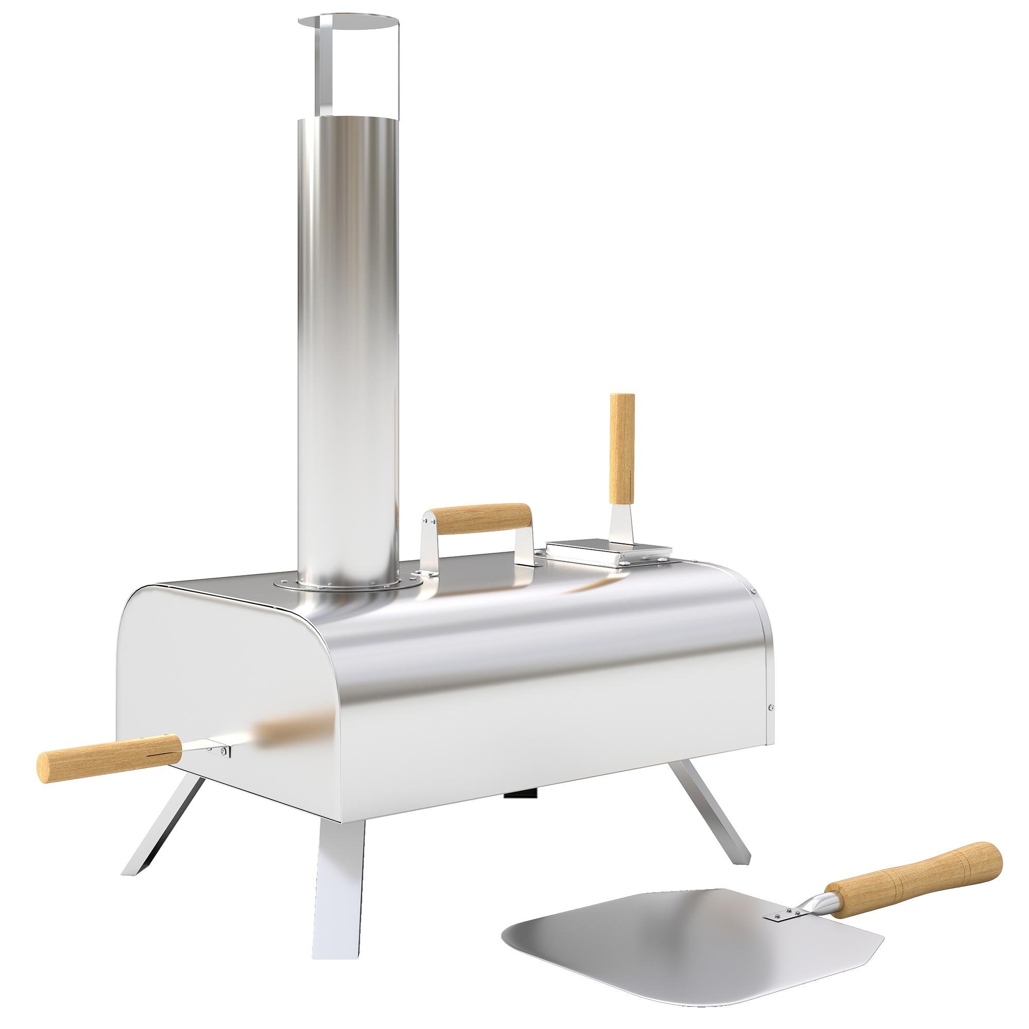 Silver Pellet Pizza Oven with Stone and Peel, 12-Inch