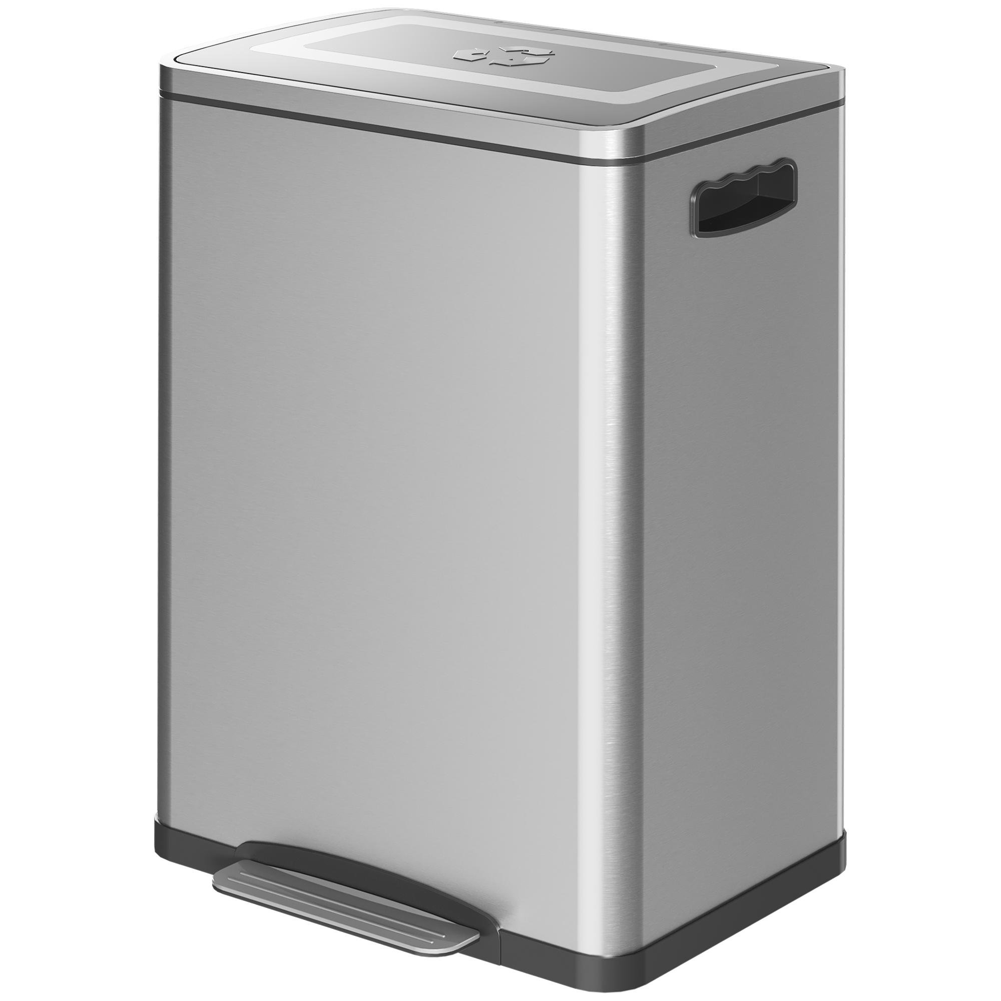 40L Silver Recycling Bin with Soft-Close Lid