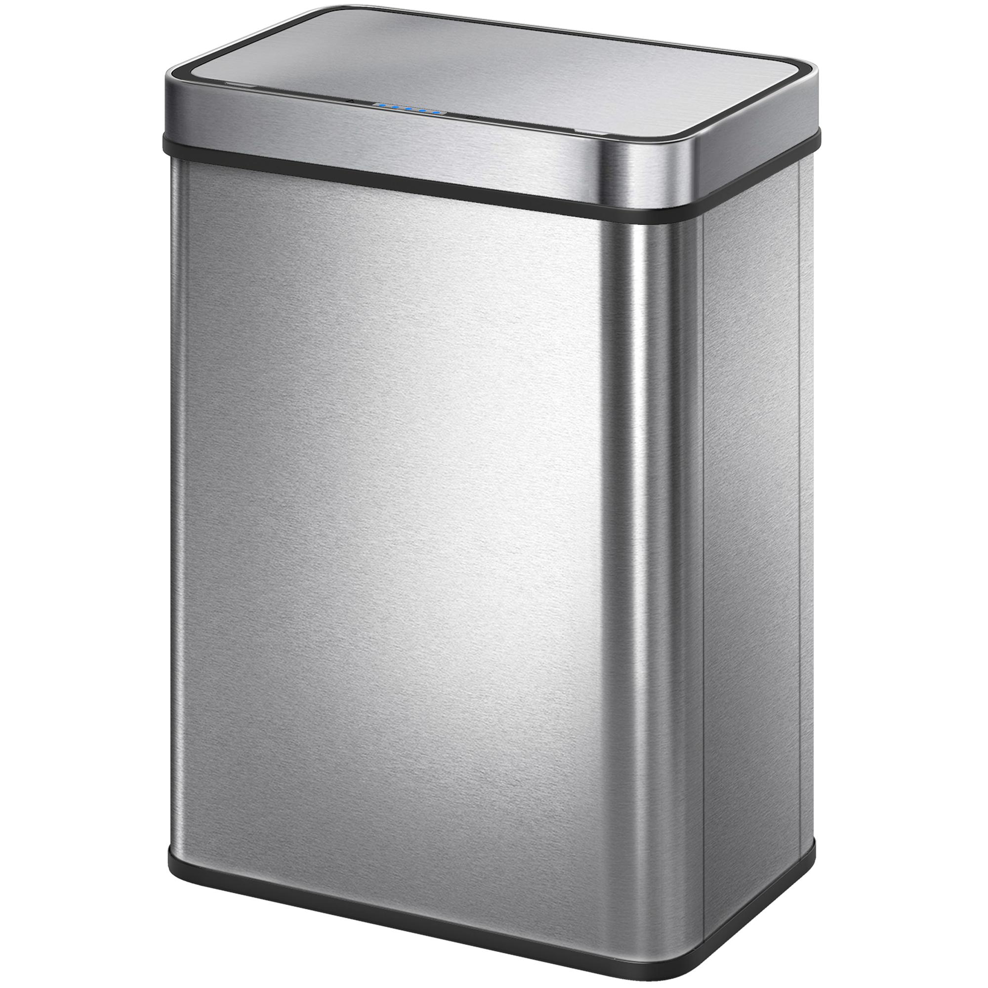 50L Silver Sensor Garbage Can with Soft-Close Lid