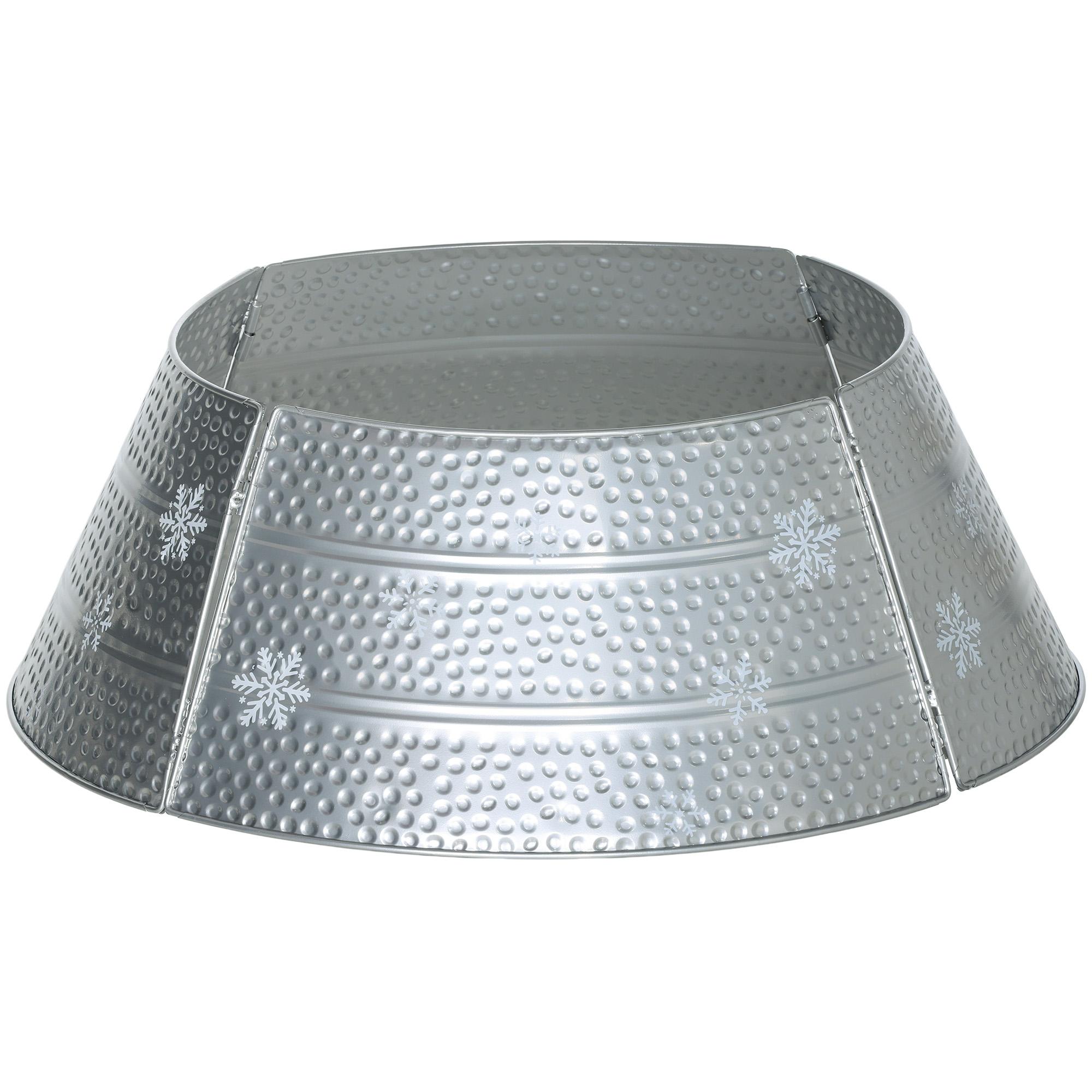 Silver Steel Tree Collar with Snowflake Pattern, 26 in