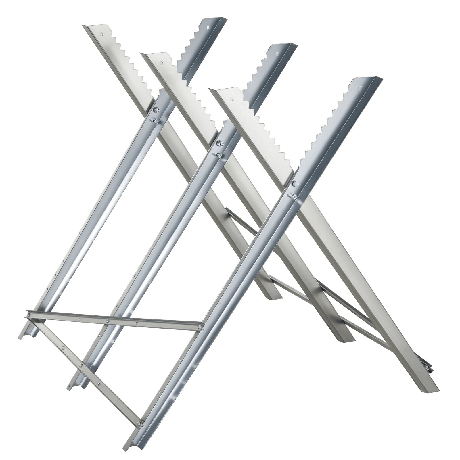 Silver Steel Folding Sawhorse, 220 lb Work Support