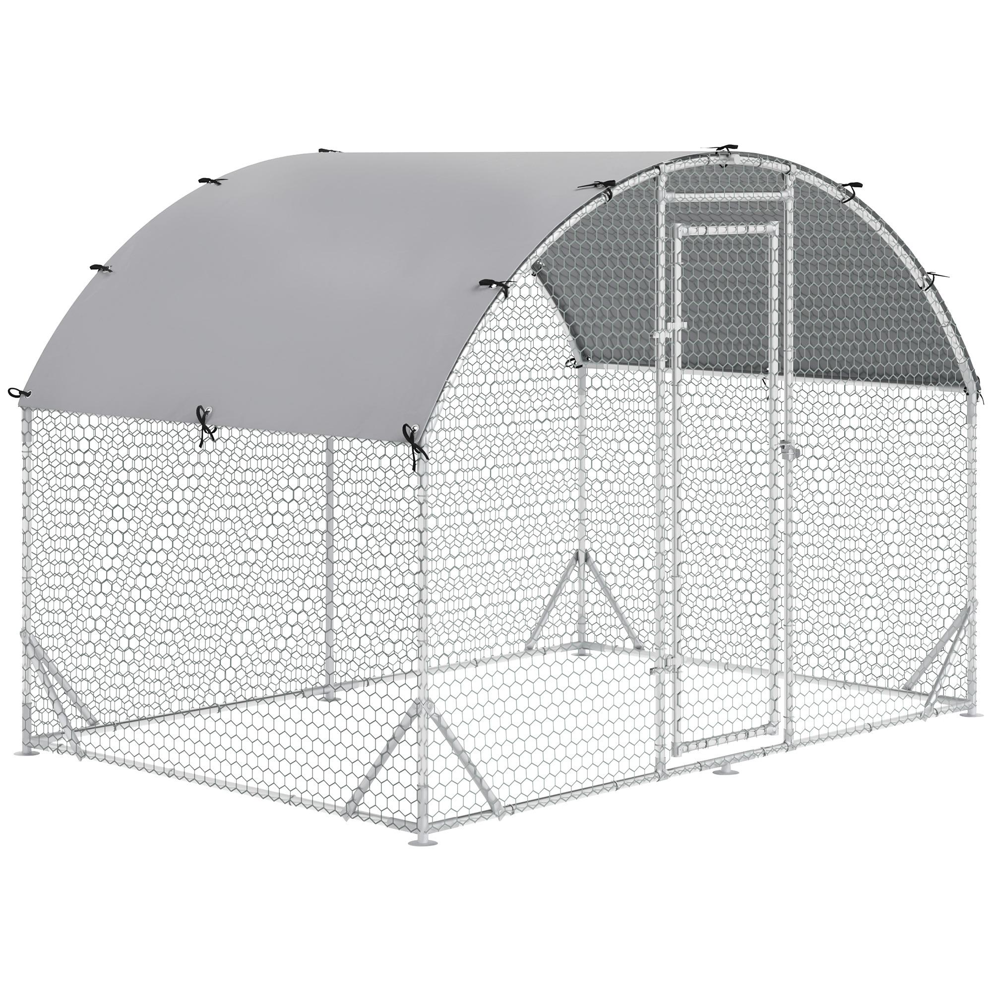 Silver 4-6 Chicken Run with Covered Walk-In Design
