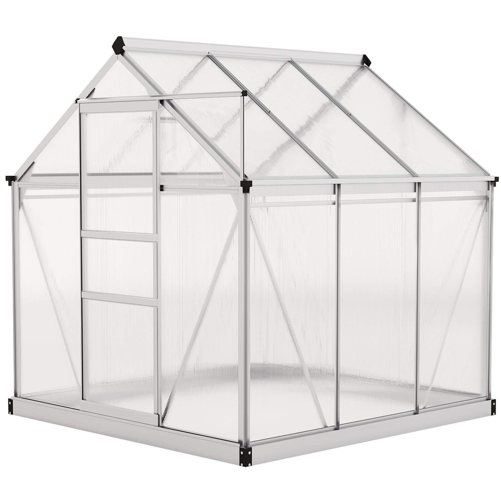 Silver 6x6 PC Greenhouse with Rooftop Vent