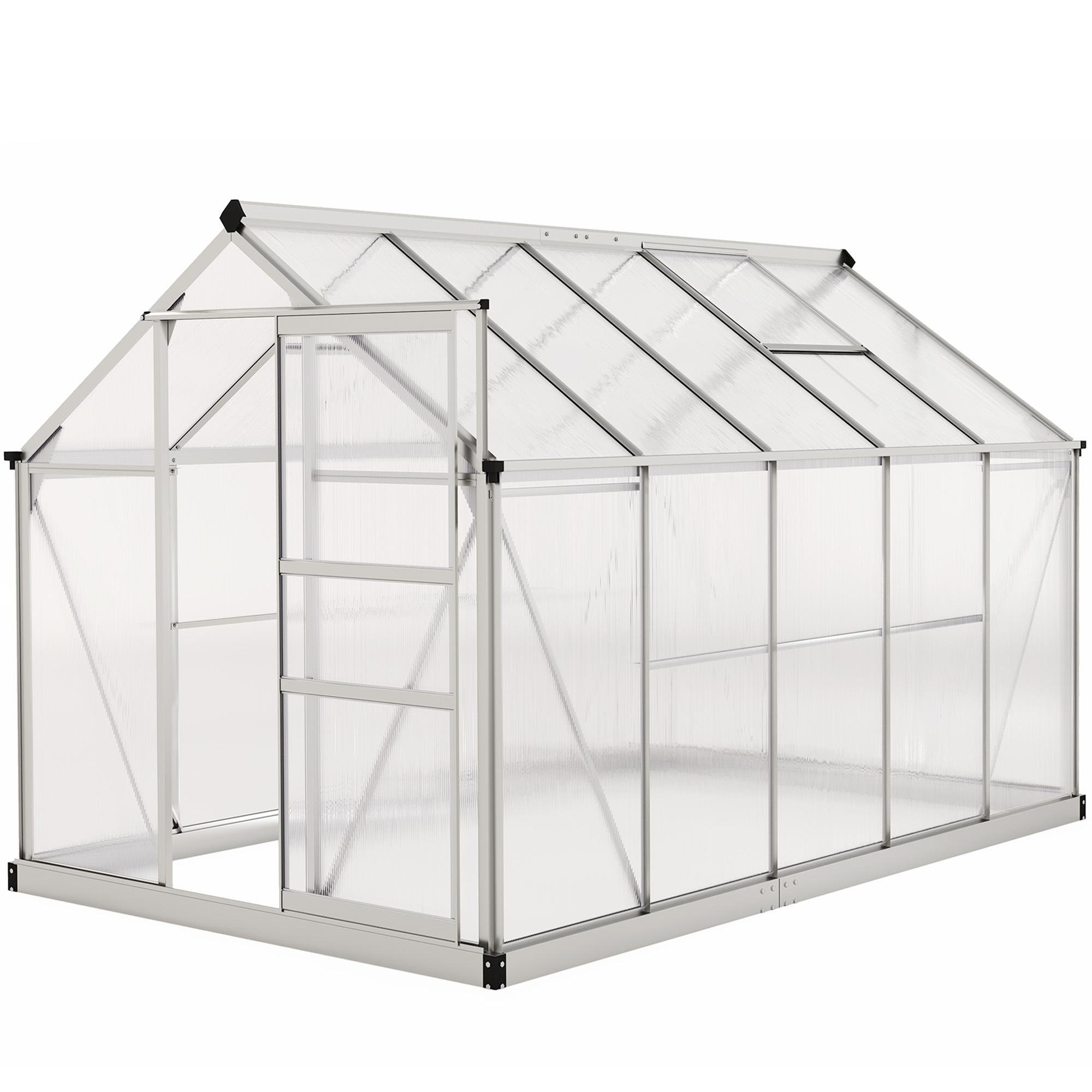 6 x 10 Silver Greenhouse with Polycarbonate Panels