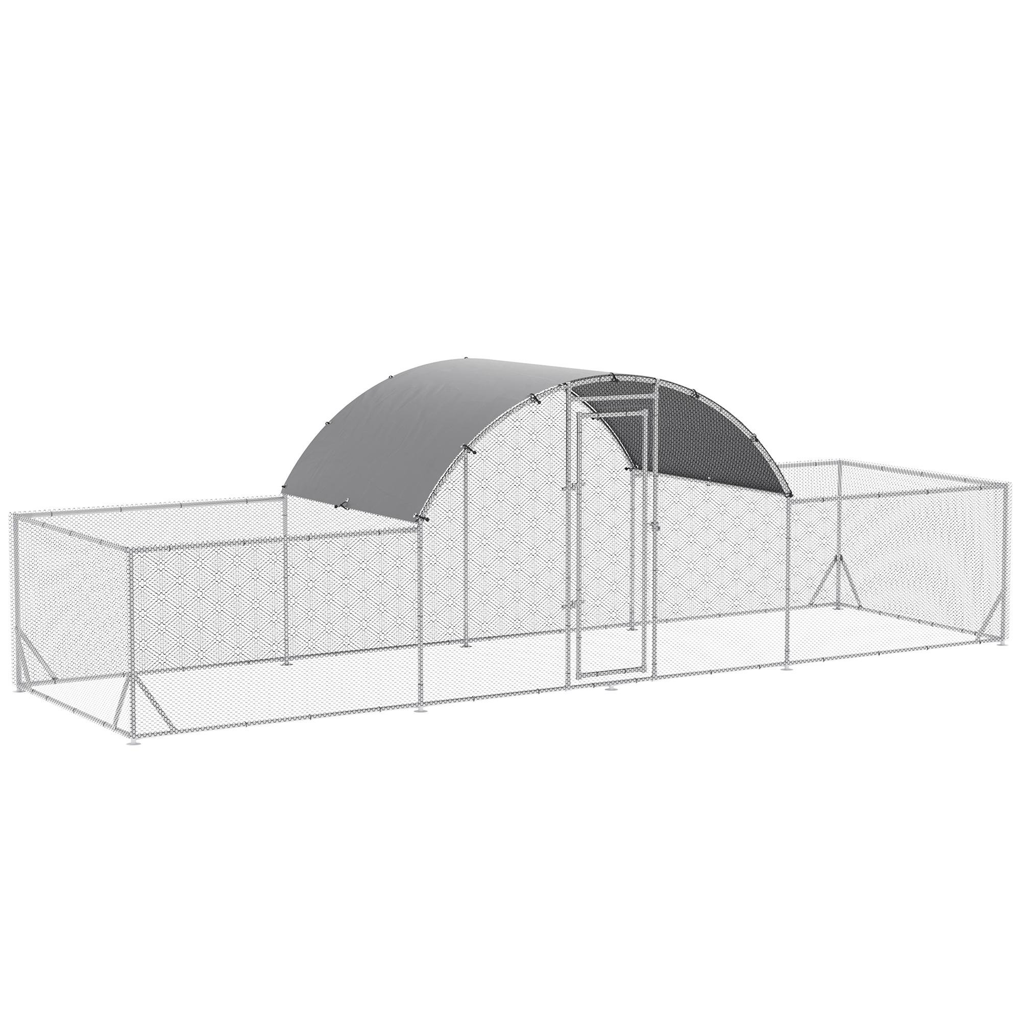 Silver Wire Chicken Run with Water- and UV-Resistant Cover, 660 cm