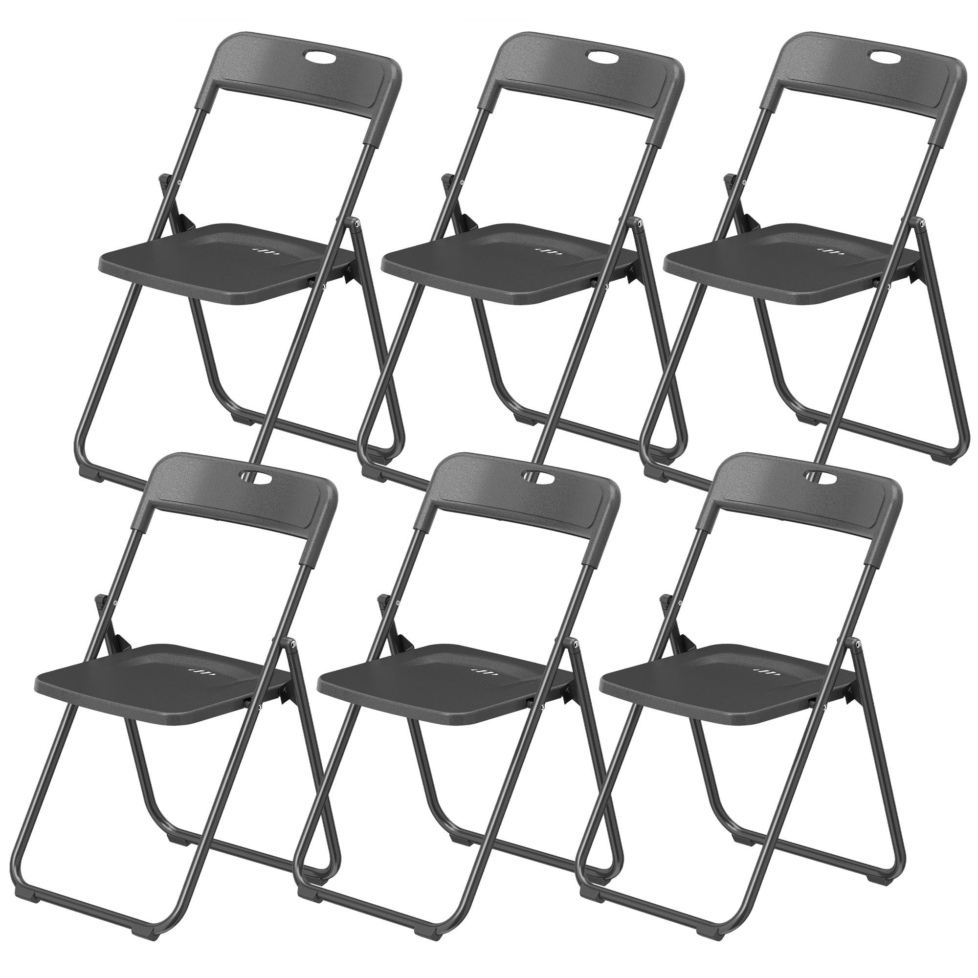 Black Polypropylene Folding Chairs, 6 Pack for Dining