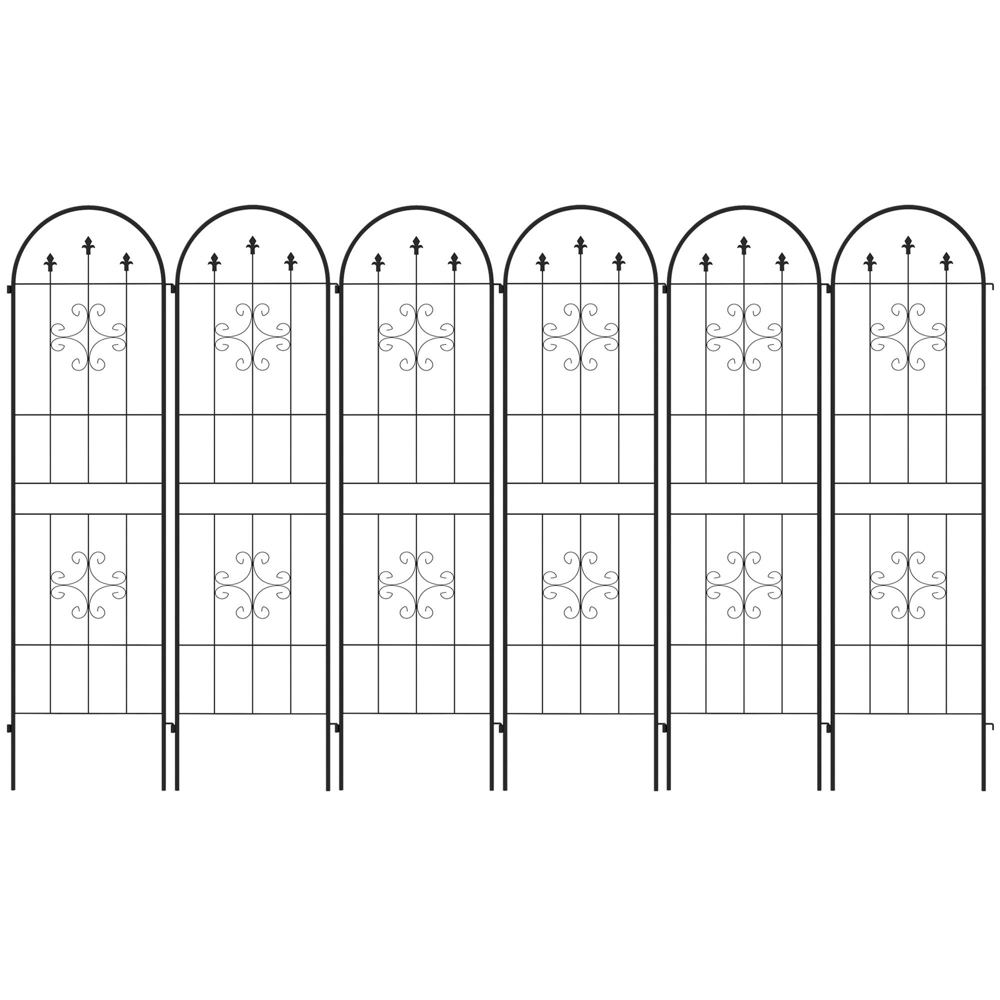 Six Pack Black Steel Trellis Panels for Climbing Plants