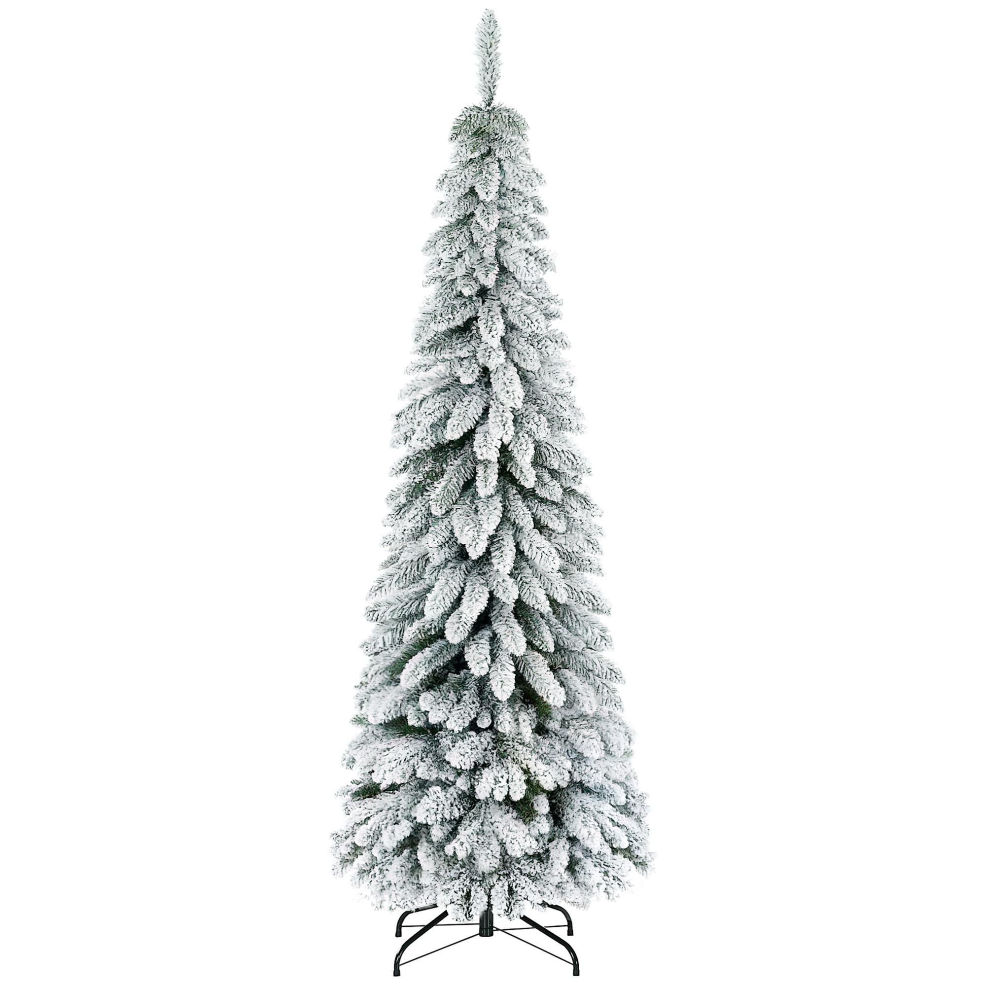 6ft Flocked Pencil Tree with Snow-Frosted Branches