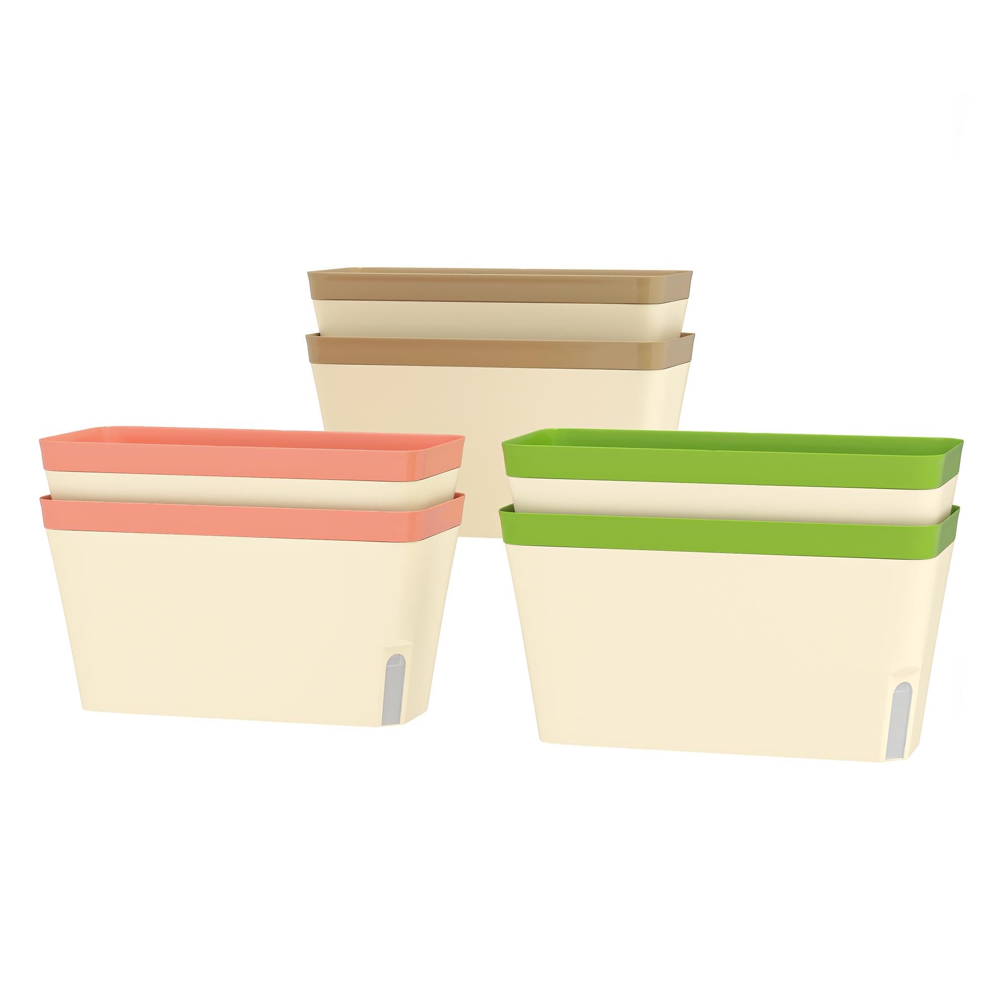6 Pack White PP Planters with Self-Watering System