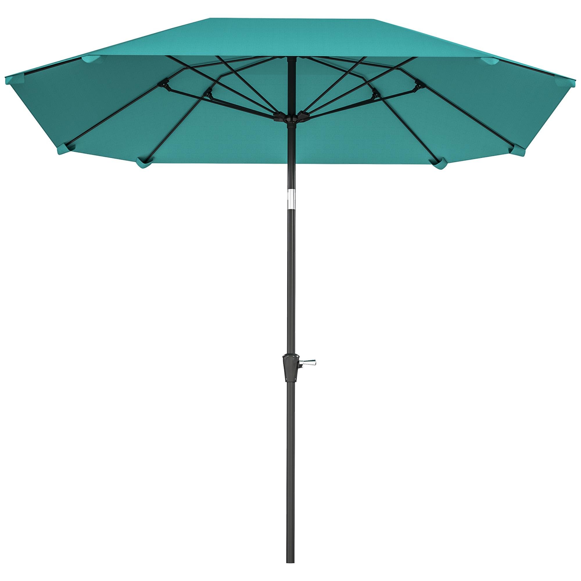 Sky Blue Aluminum Umbrella with Tilt, 7.6-Foot Patio Shade