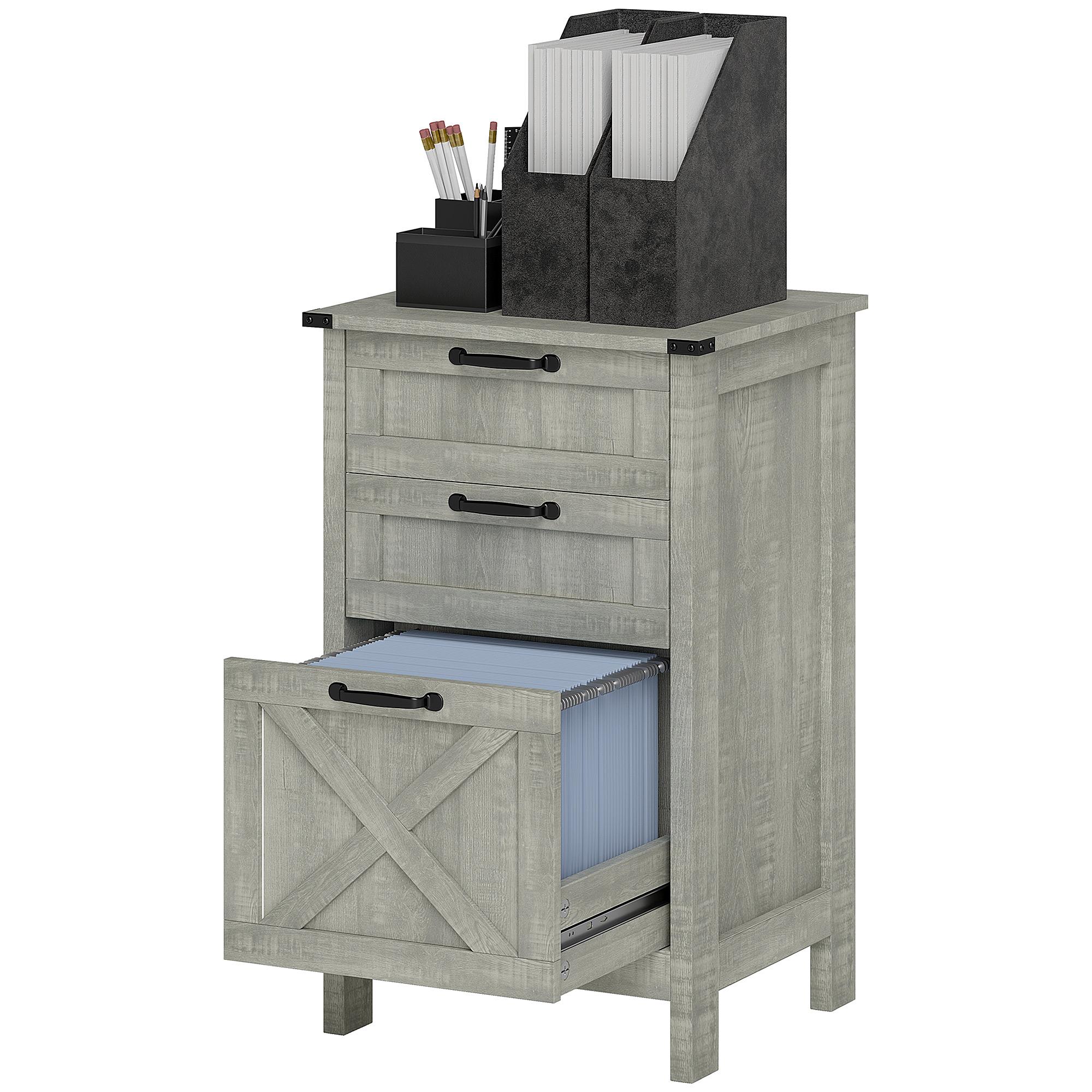 Stone Grey Farmhouse Filing Cabinet with 3 Drawers