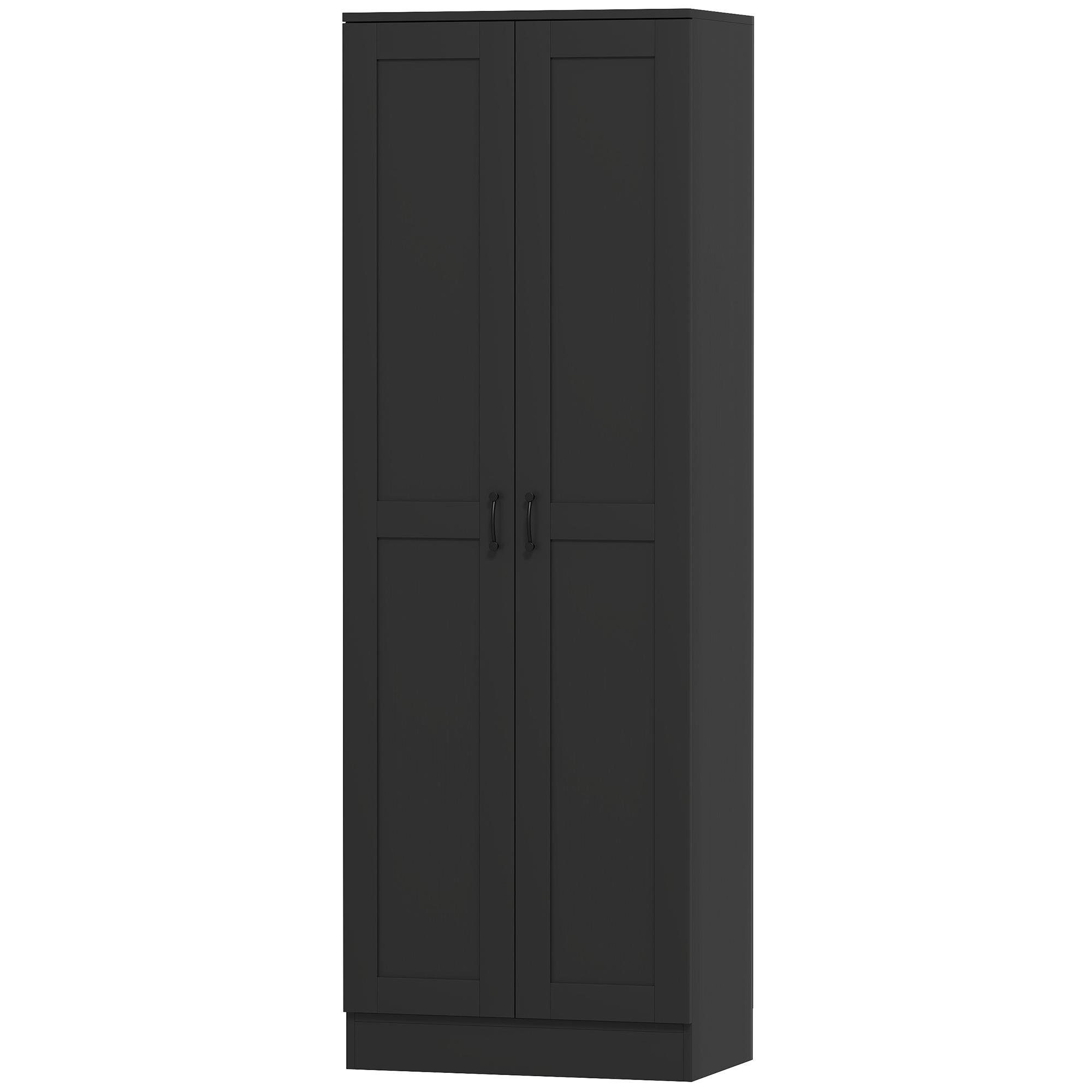 Black Melamine Pantry Storage Cabinet, 69 in Tall