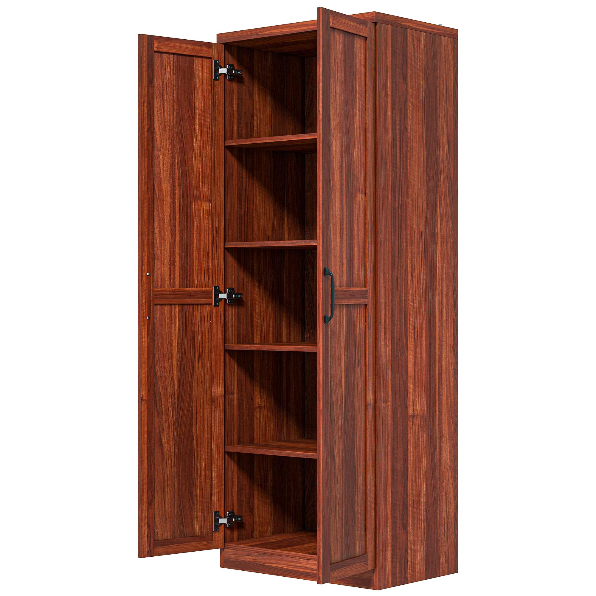 Tan 5 Tier Pantry Cabinet with Adjustable Shelves, 63 in