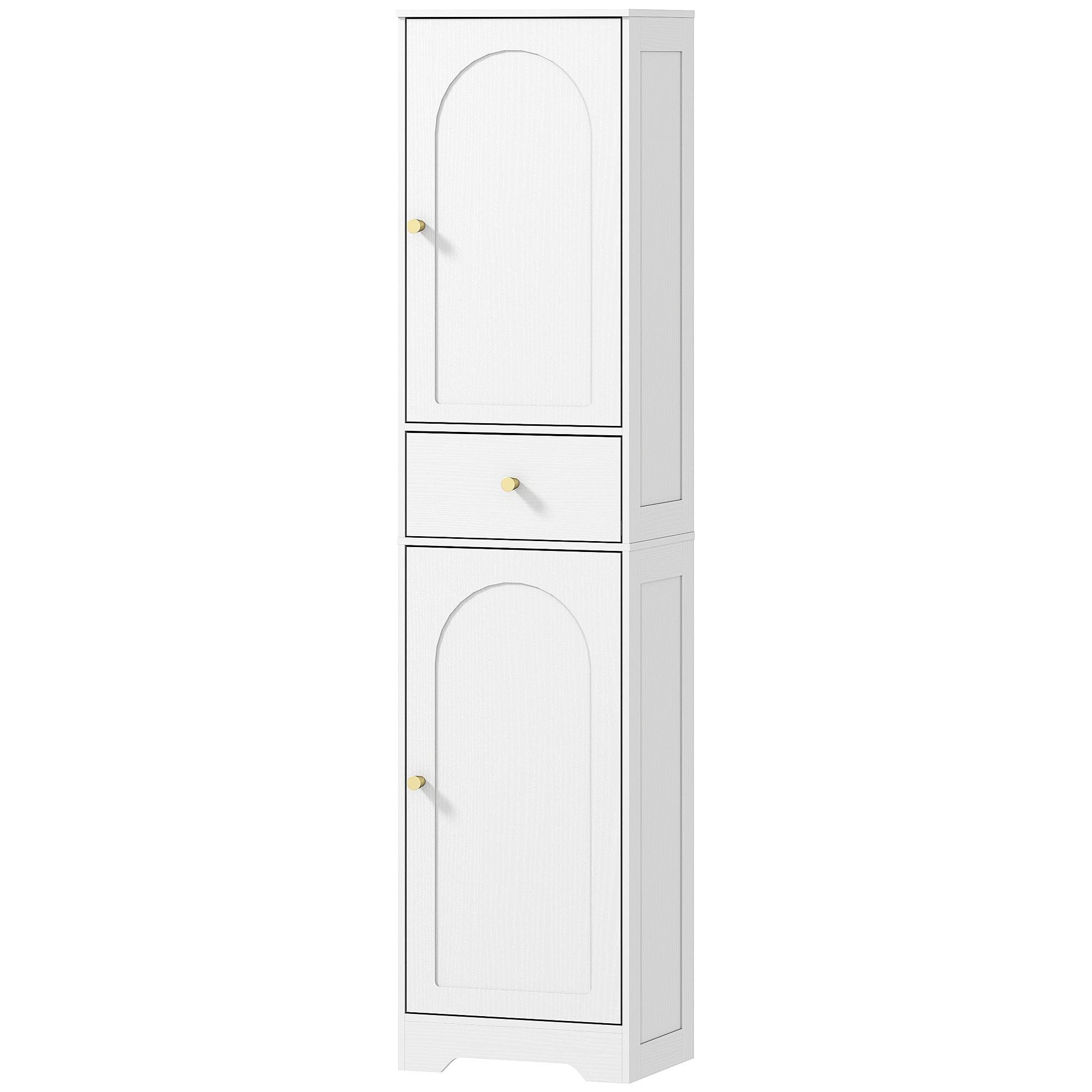 White Arched Door Bathroom Cabinet with Adjustable Shelf