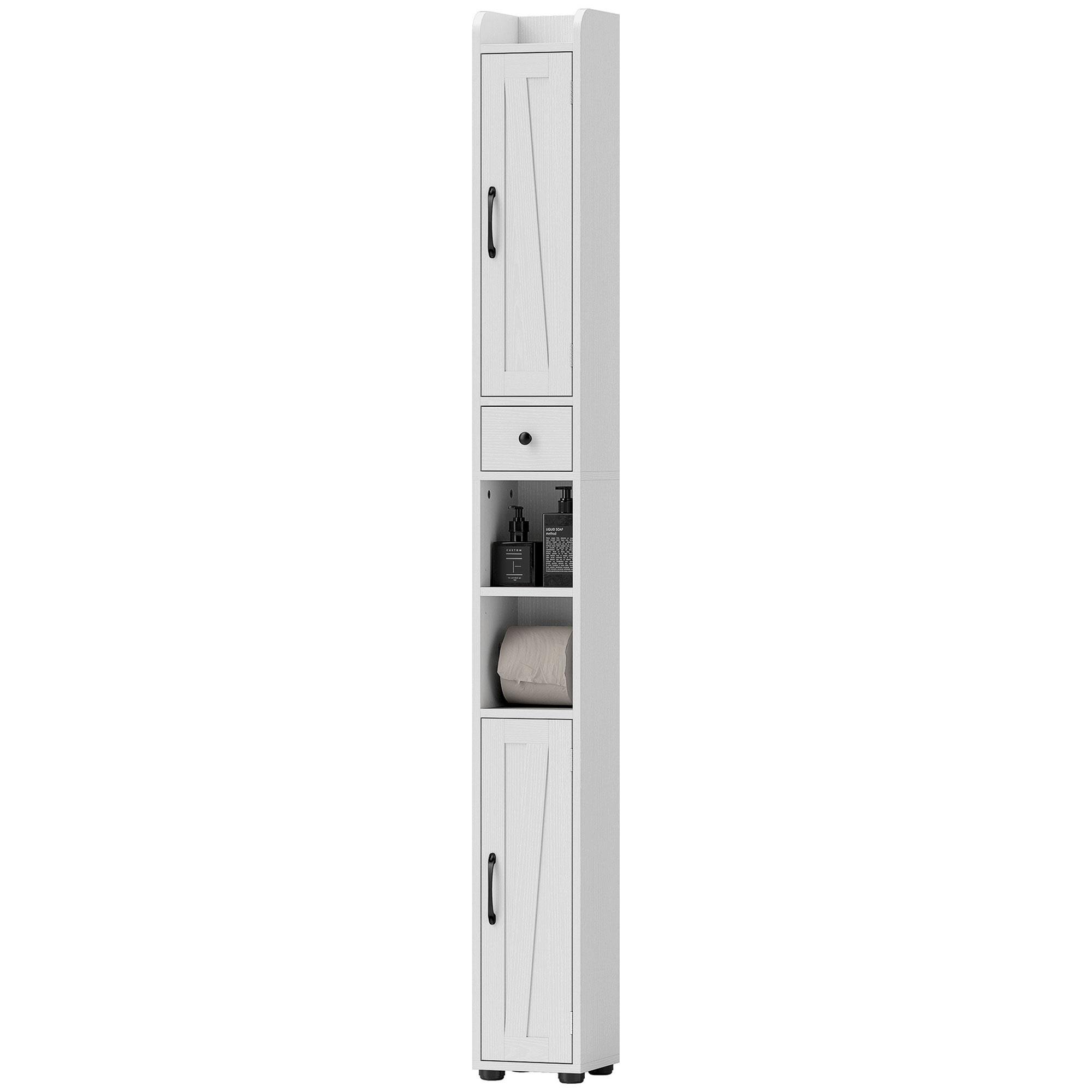 White Wood Grain Linen Cabinet with Barn Doors
