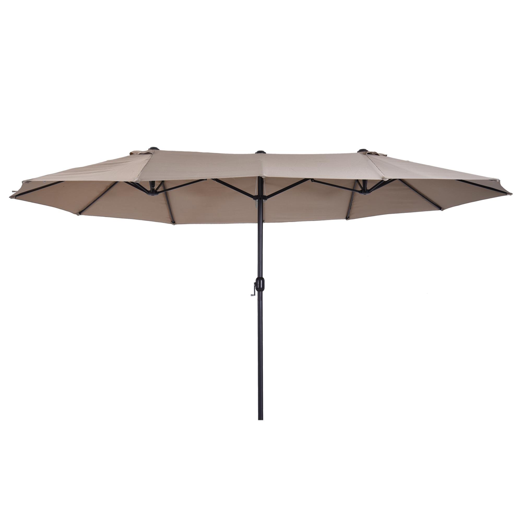 Tan 15 ft Double Umbrella with Twin Canopy