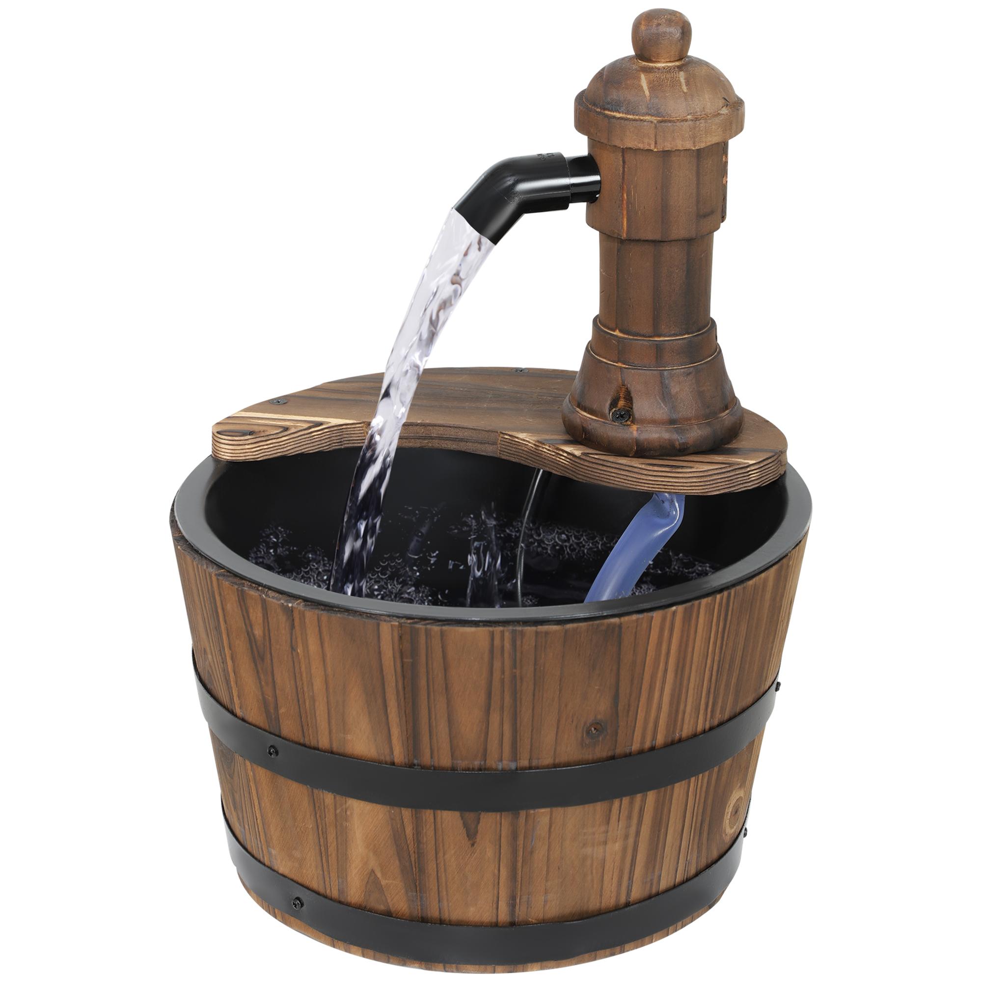 Tan Fir Wood Patio Fountain with Adjustable Flow
