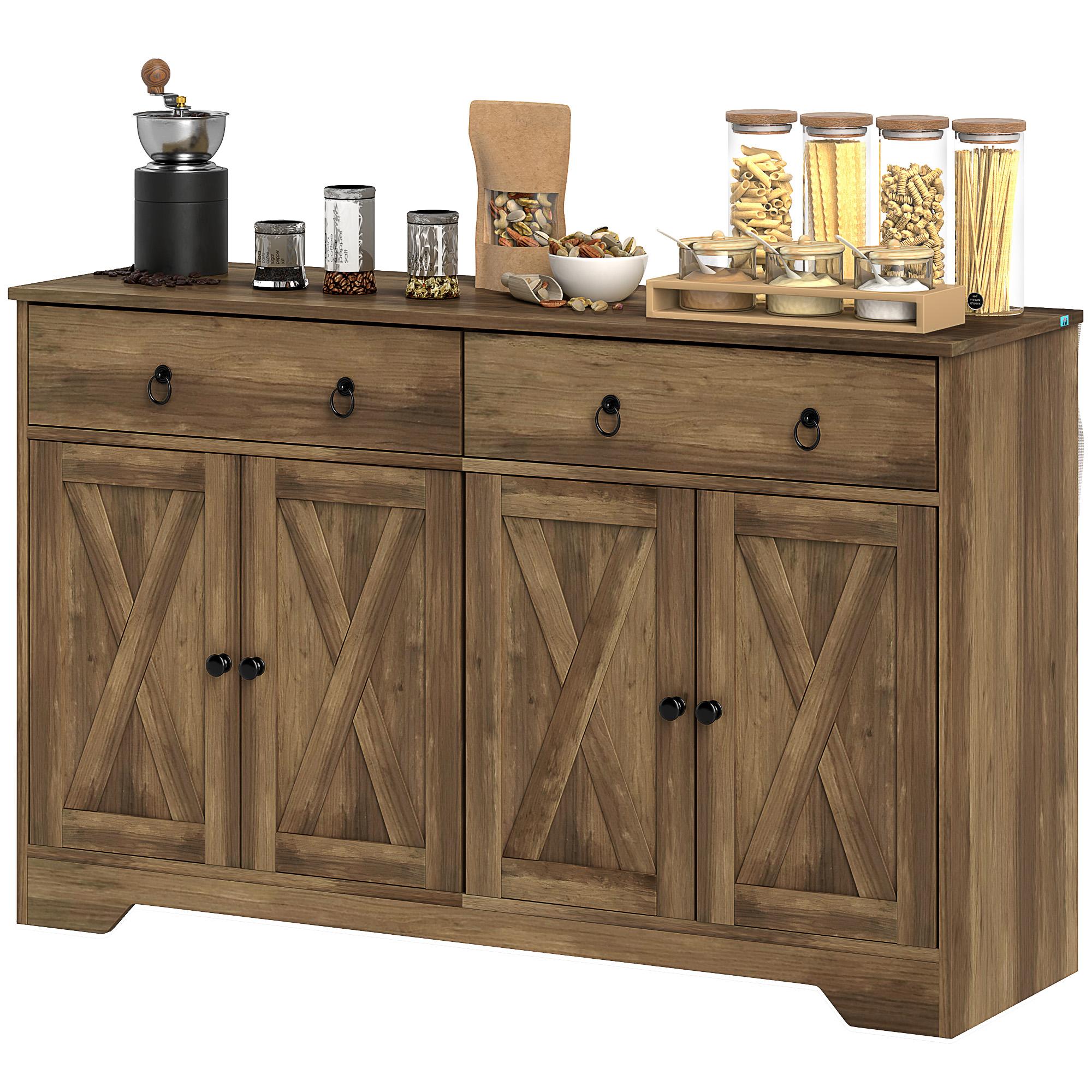 Tan Barn Door Sideboard with Adjustable Shelves