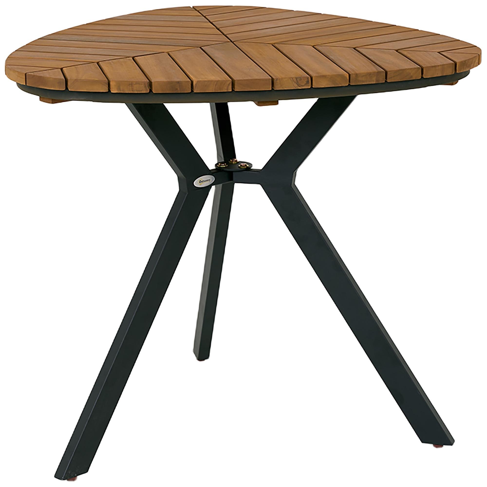 35.4 inch acacia patio table with leaf-inspired slatted top