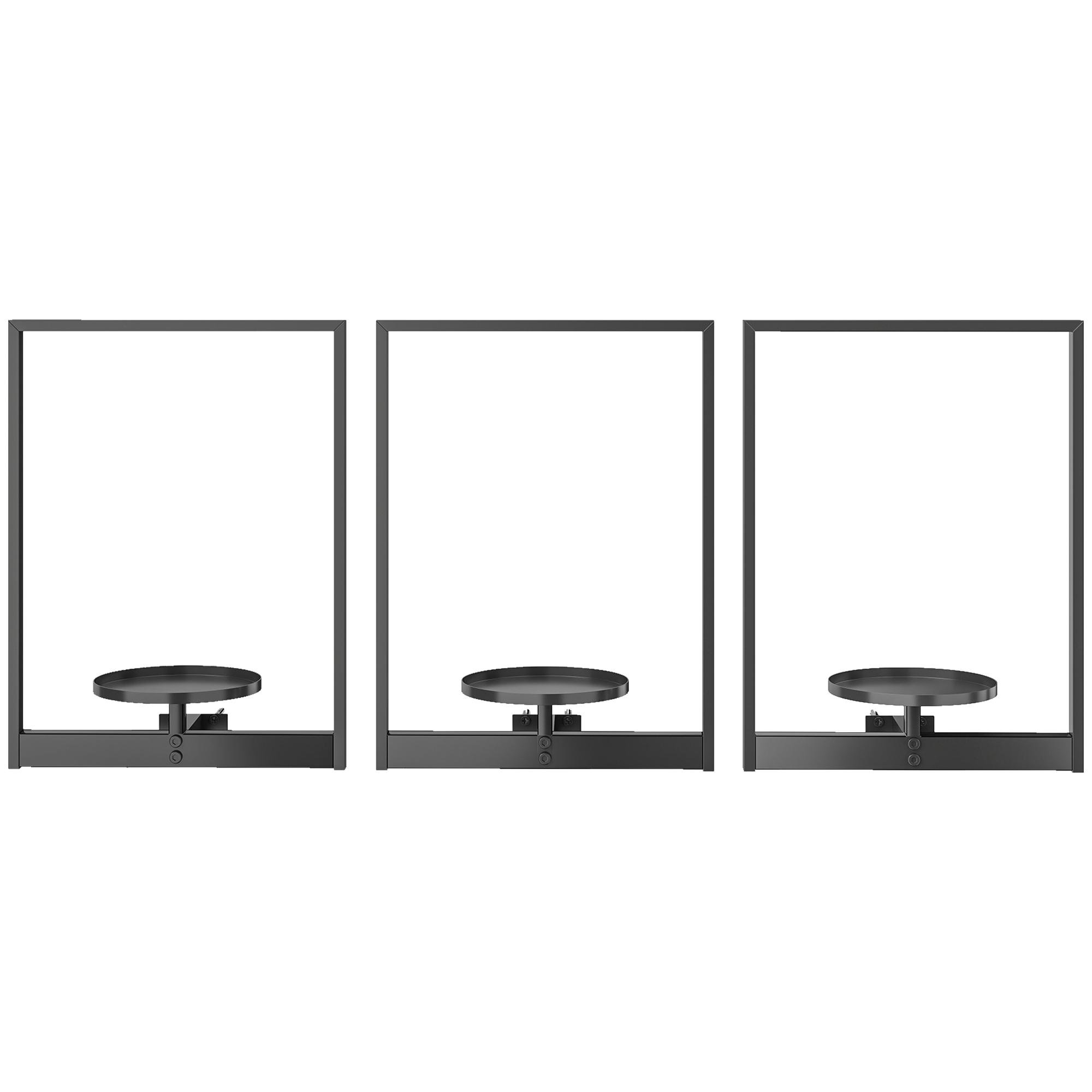 Black Metal Wall Planters, Picture-Frame Style, 3 Pack