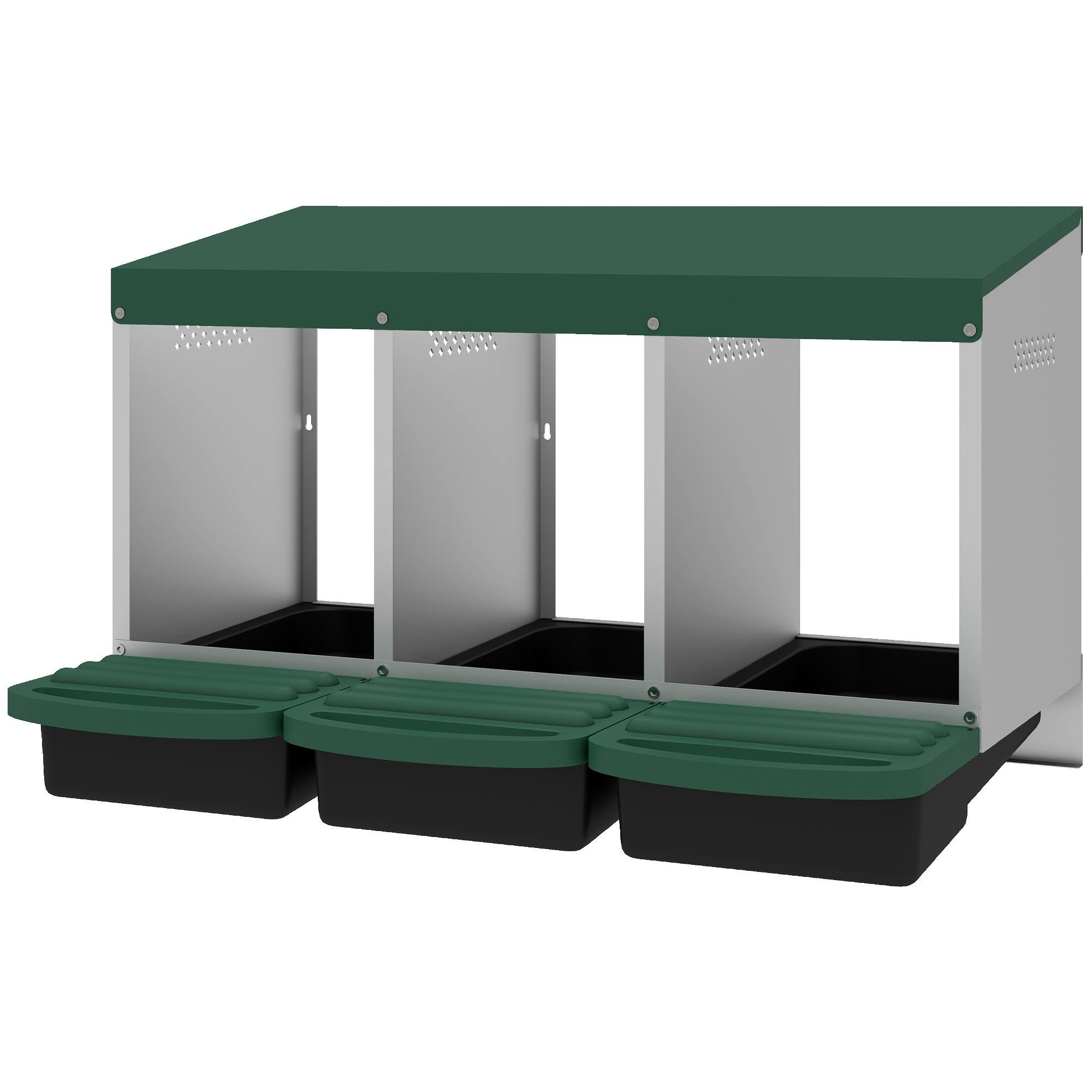 Three Compartment Chicken Nesting Box with Roll-Away Tray
