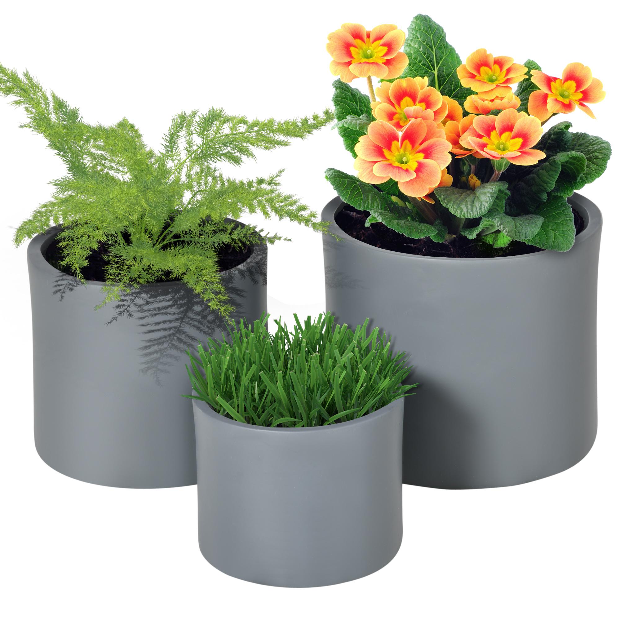 Dark Grey Magnesium Oxide Planters, 3-Piece Set