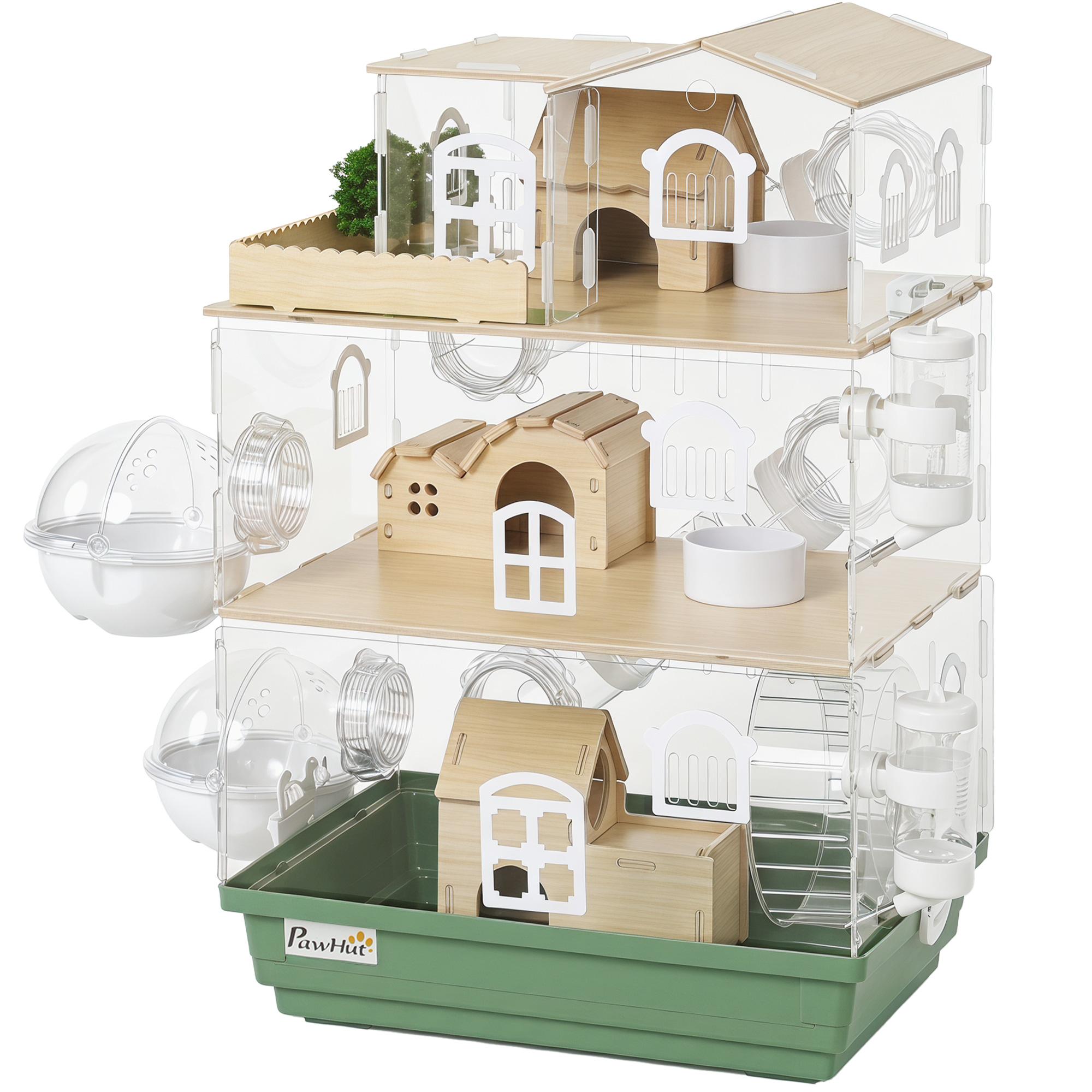 Green Acrylic Hamster Cage with Three Levels