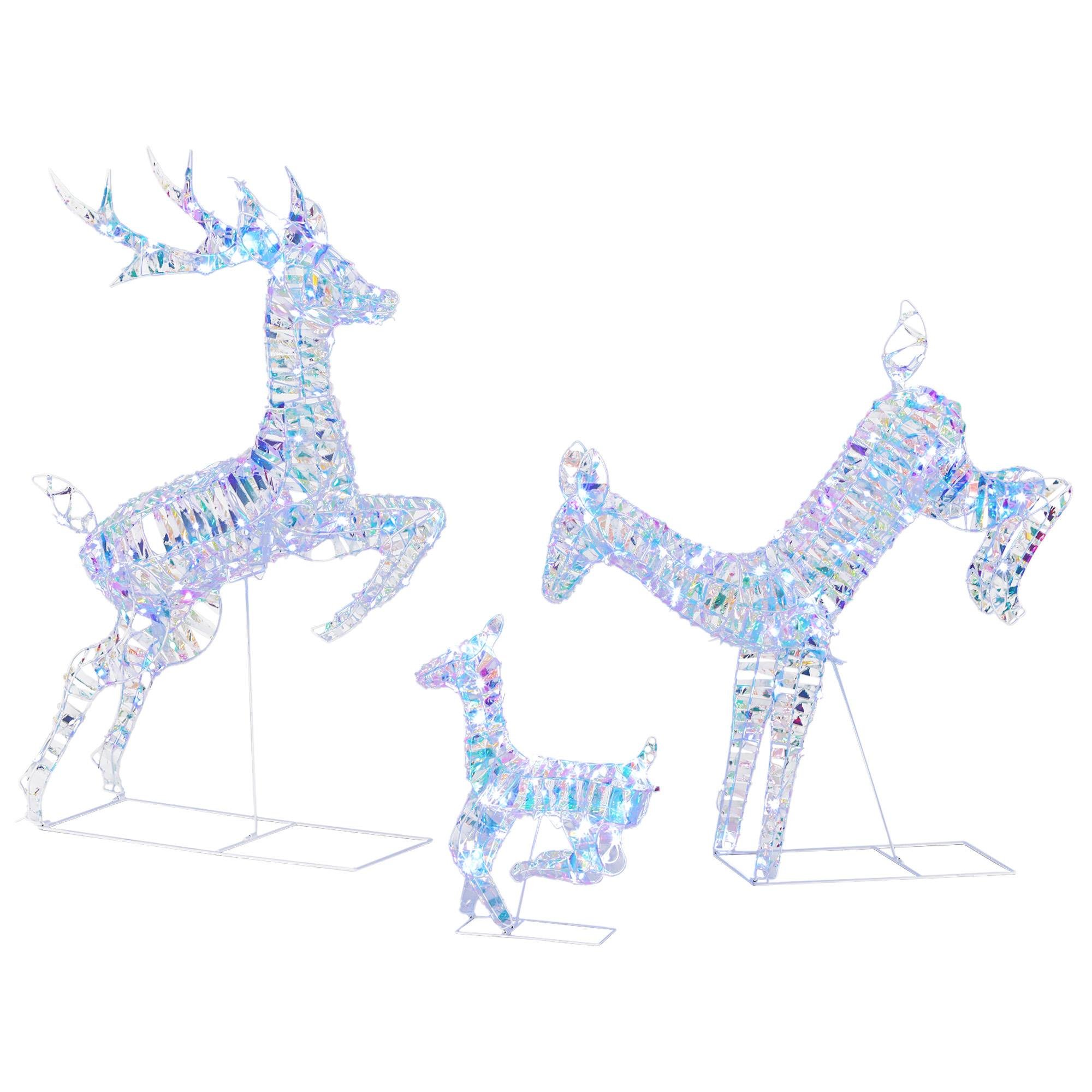 3-Piece Iridescent Reindeer Lights with 8 Modes for Outdoors