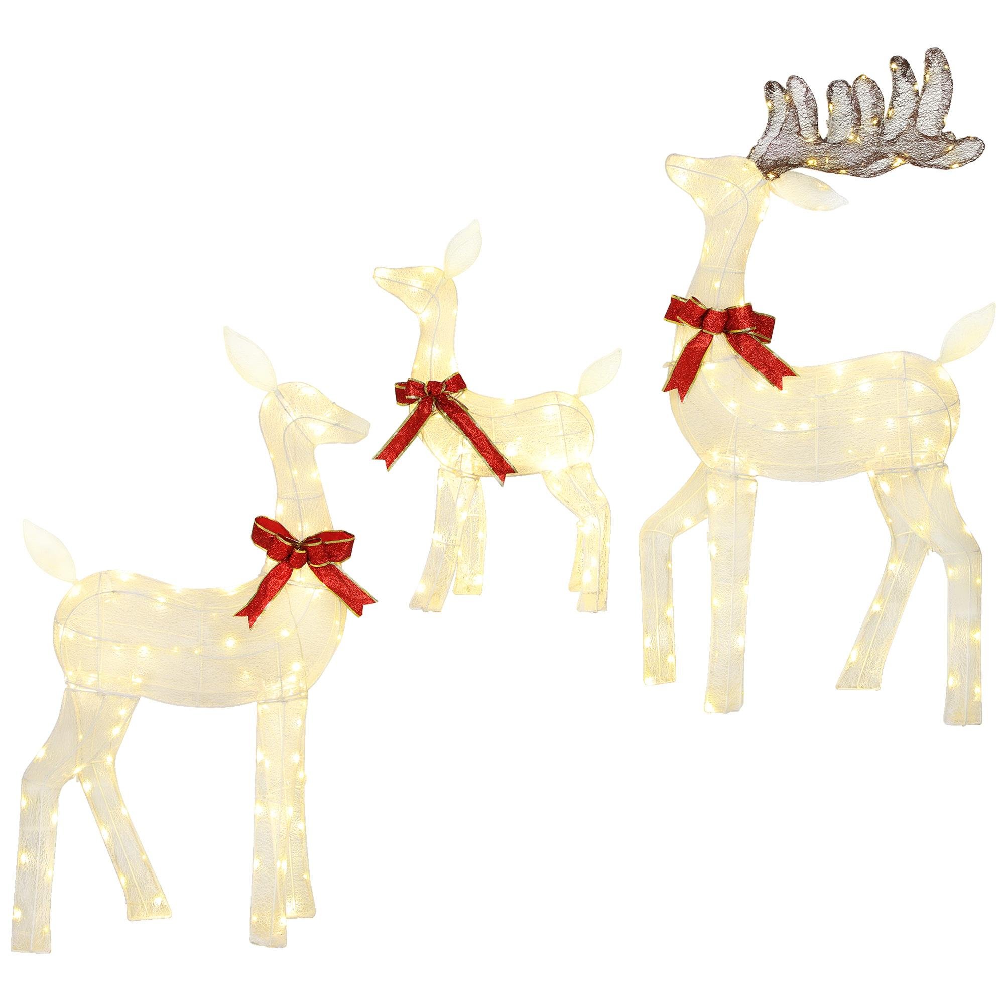 White Lighted Deer Family, 55-Inch Outdoor Christmas Decor