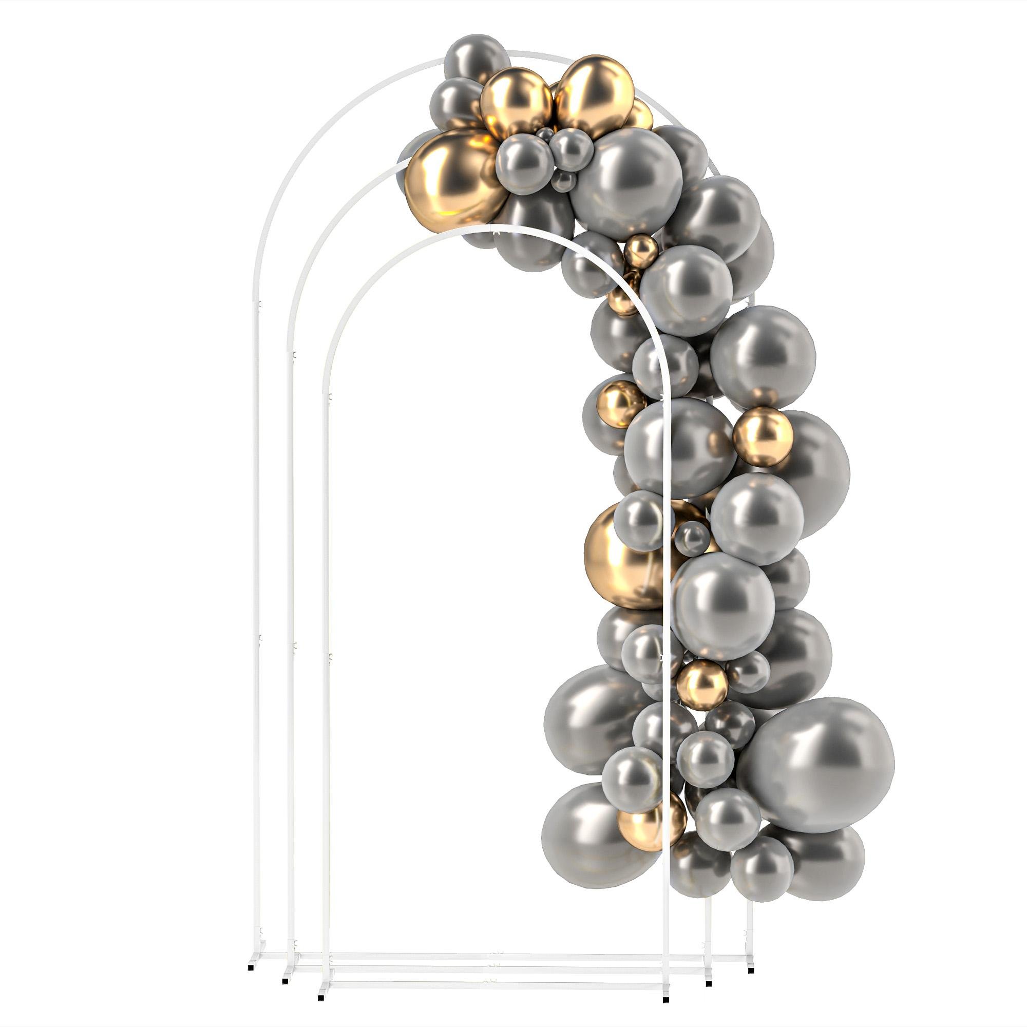 White Metal Wedding Arch, 3-Piece Set for Events