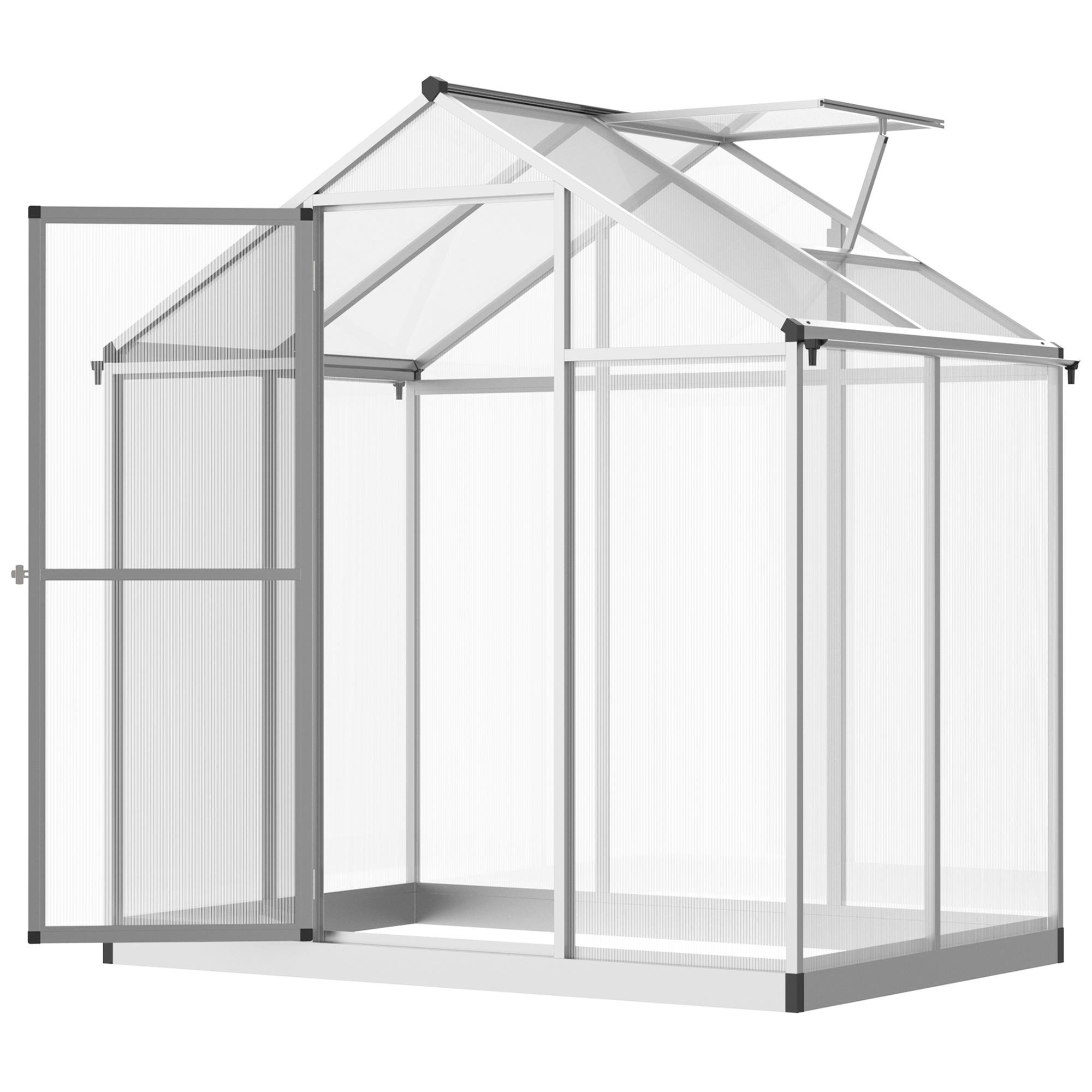Silver 6 x 4 Greenhouse with Polycarbonate Panels