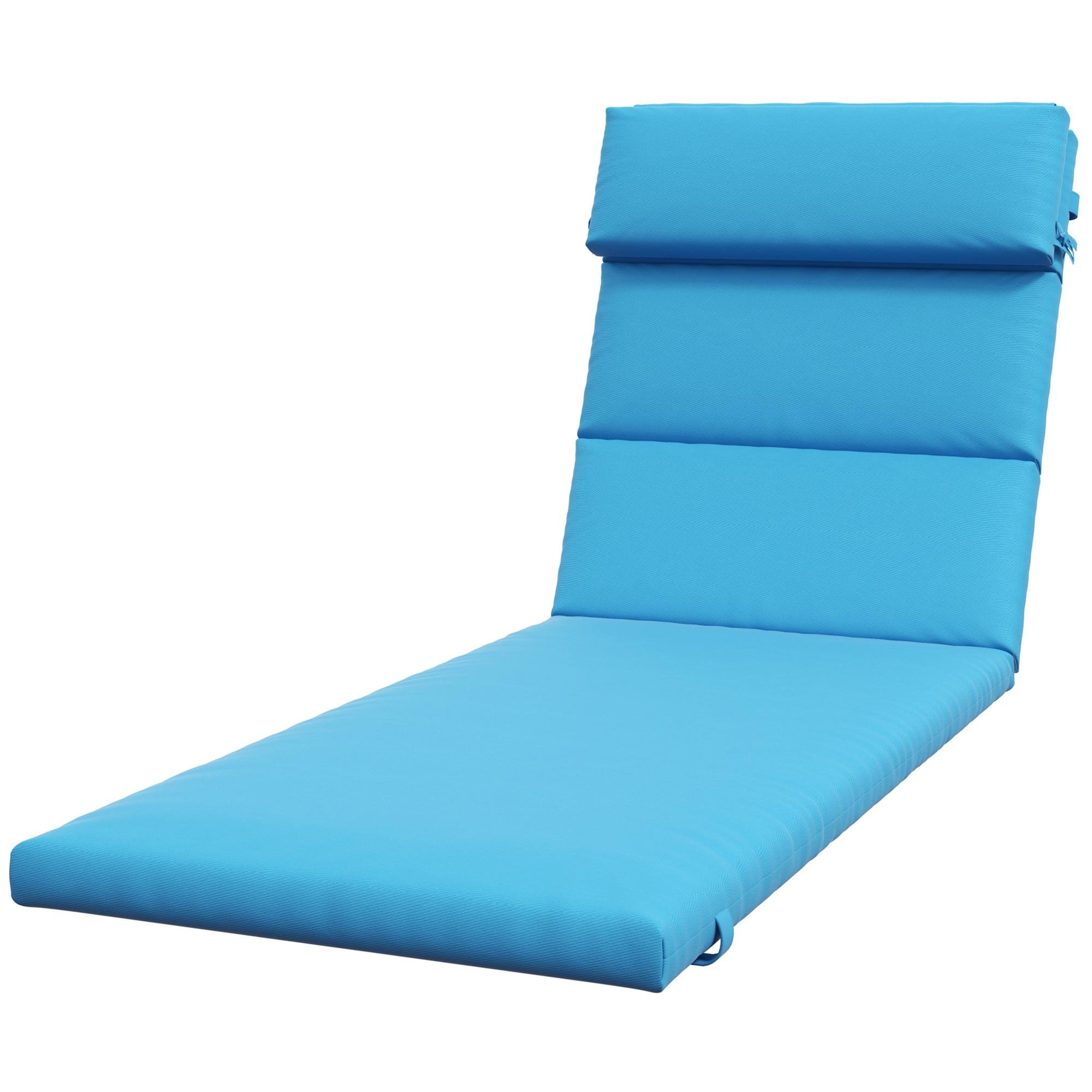 Turquoise Chaise Lounge Cushion with Headrest and Ties