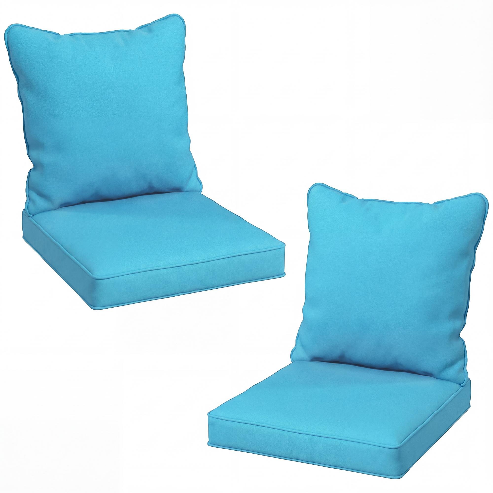 Turquoise Polyester Patio Cushions, 4-Piece Chair Set