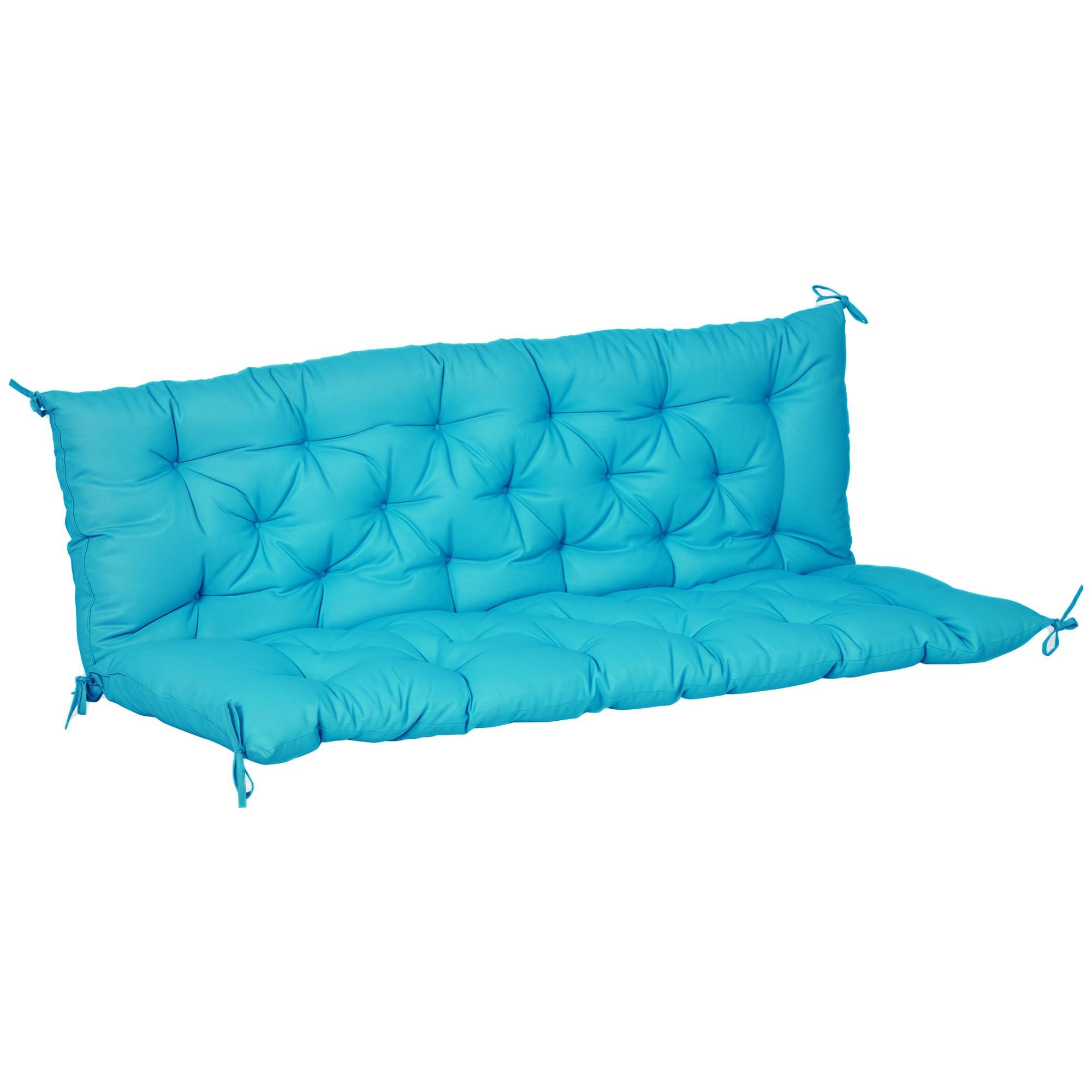 Turquoise Three Seater Bench Cushion with Backrest, 59.1 x 38.6 in