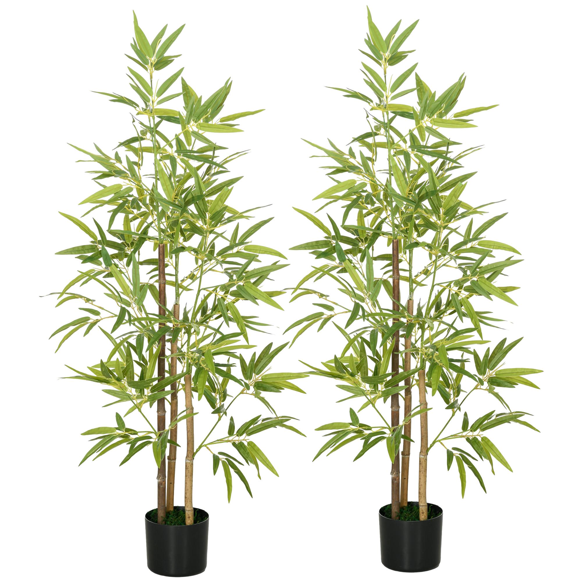 4ft Artificial Bamboo Pair with Three Trunks for Indoor Decor