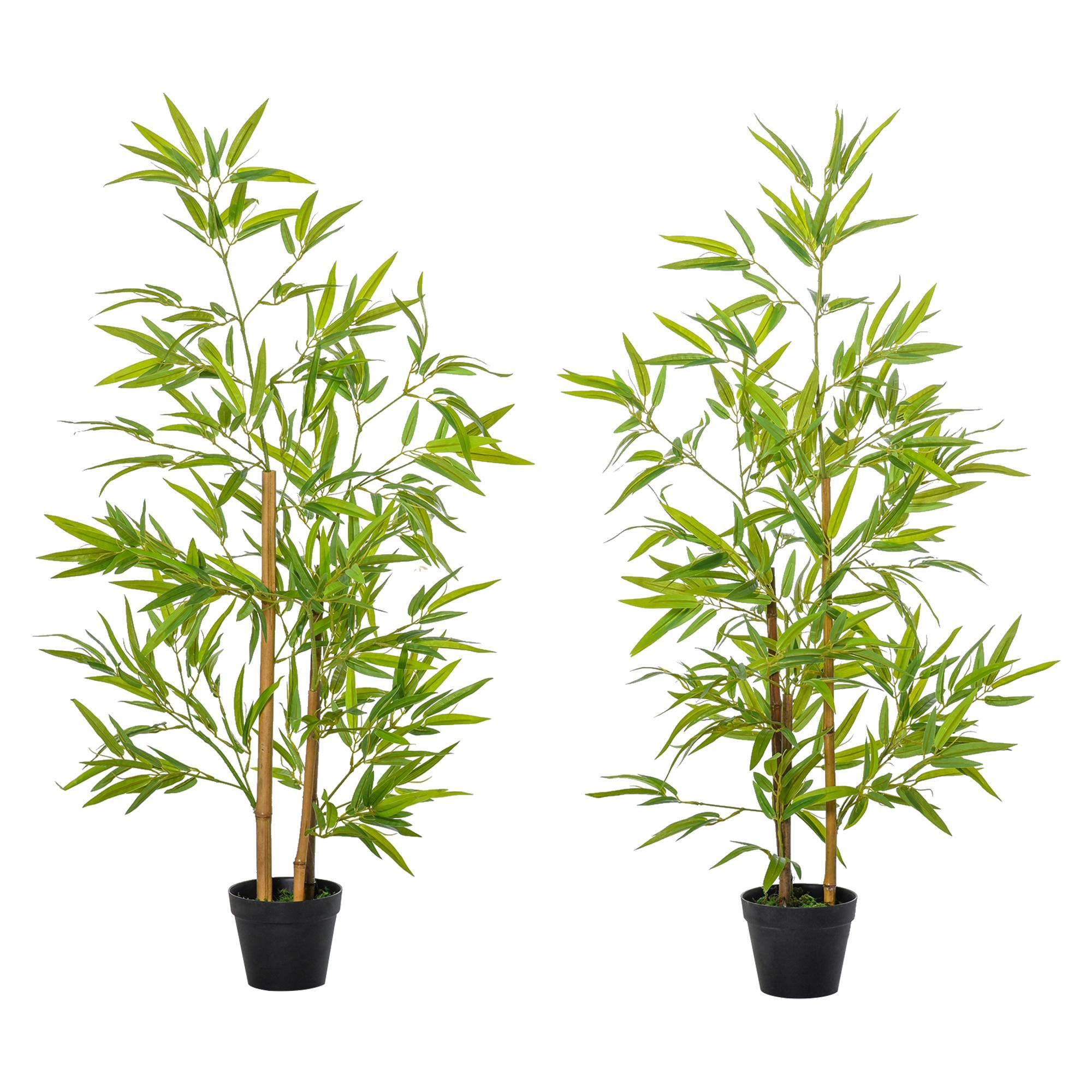 4ft Green Faux Bamboo with Adjustable Branches for Indoor Décor