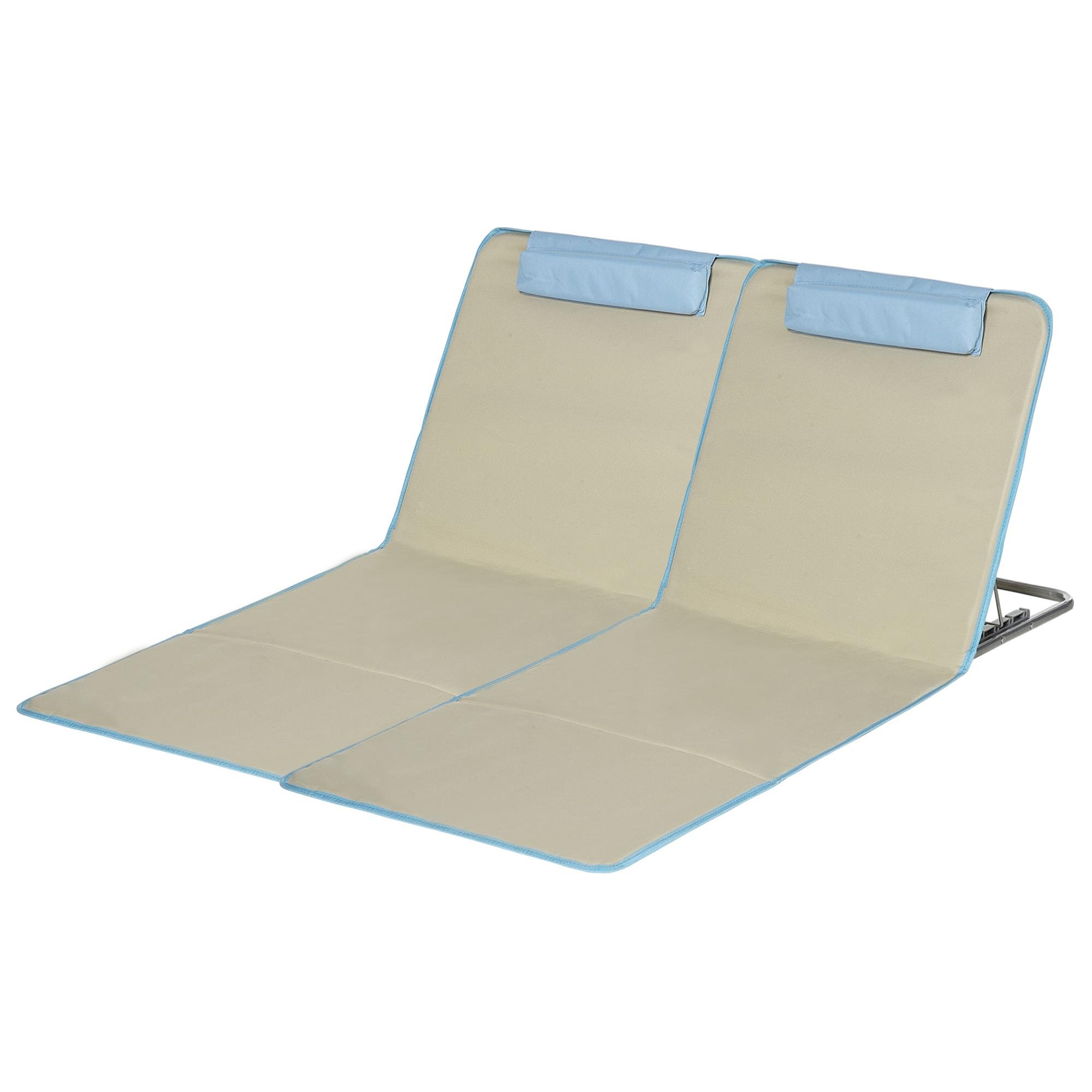 Beige Padded Beach Mats with 5-Level Adjustable Back
