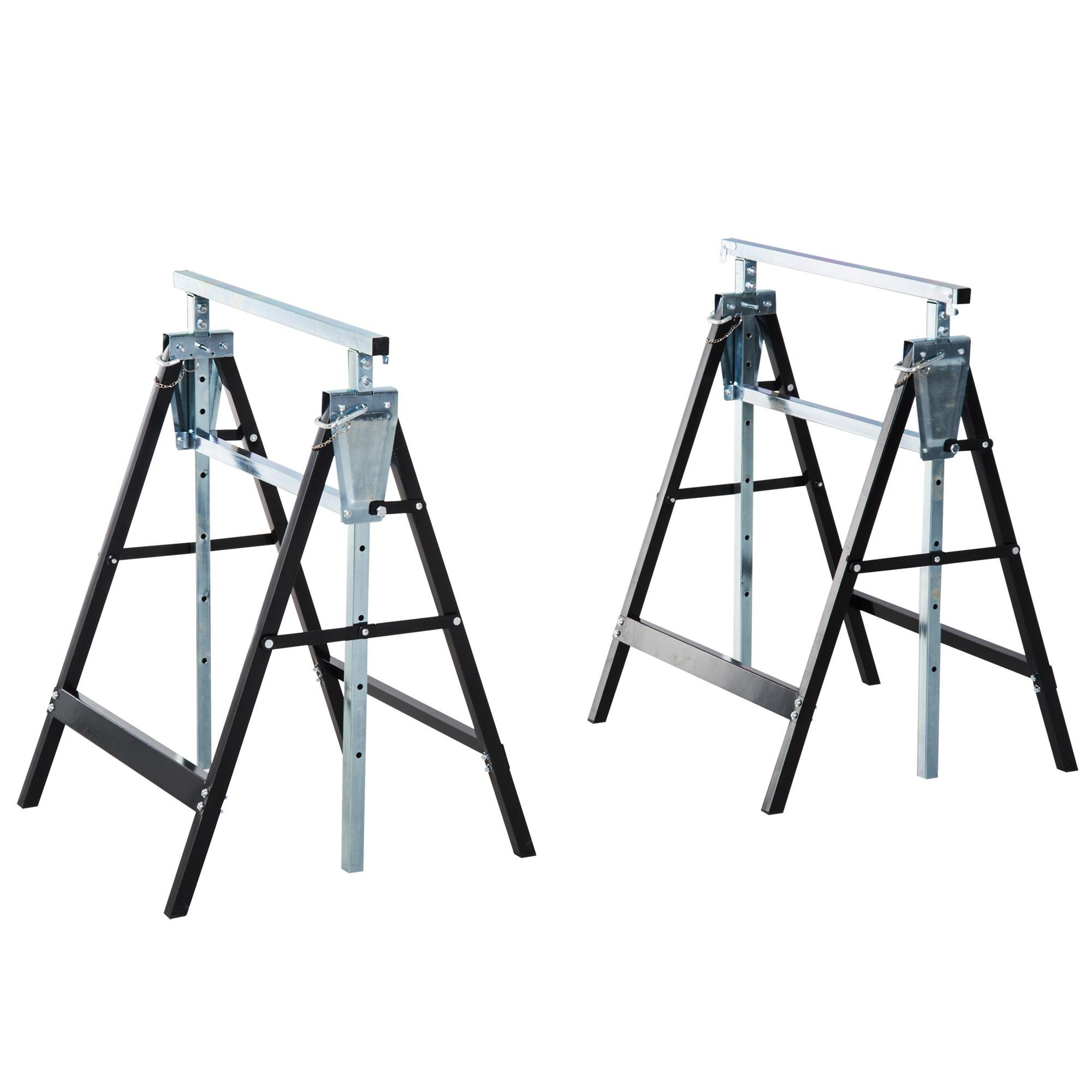 Black Steel Adjustable Sawhorse Set for DIY Projects