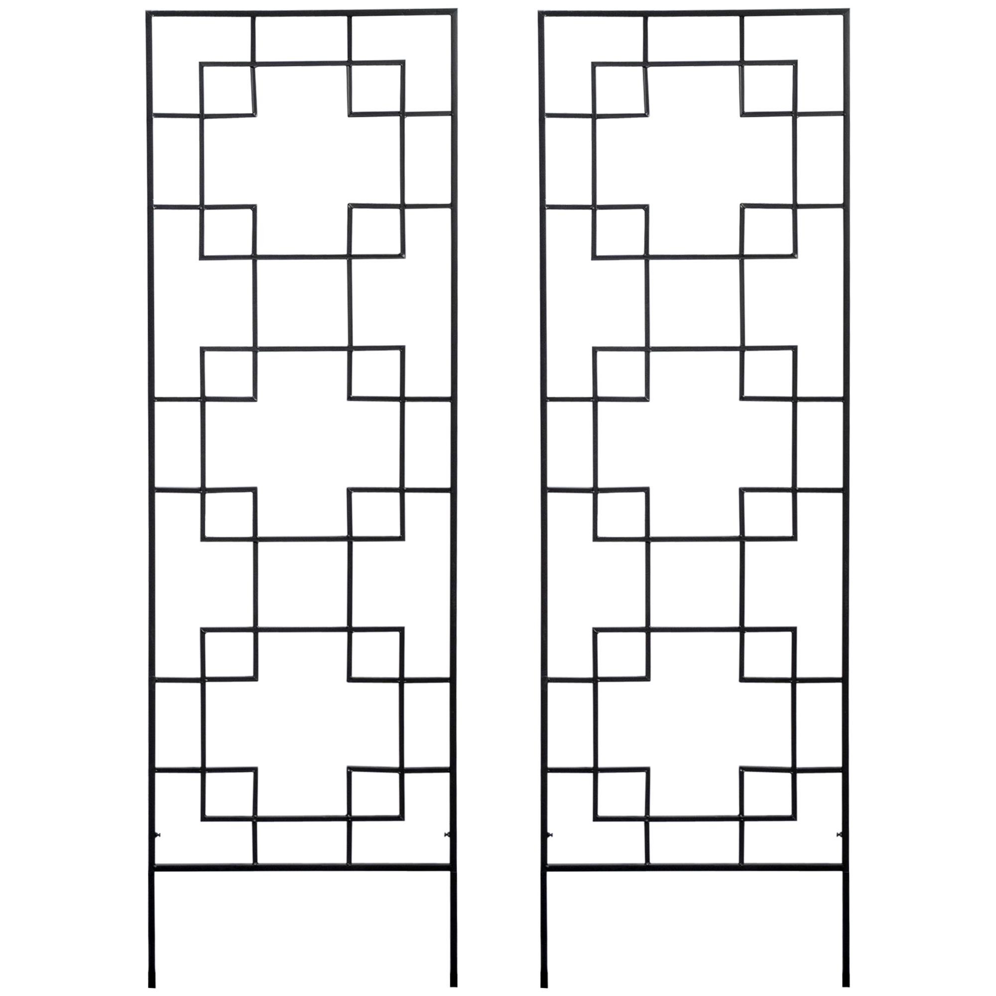 61 cm Black Steel Trellis, 2-Pack Garden Support