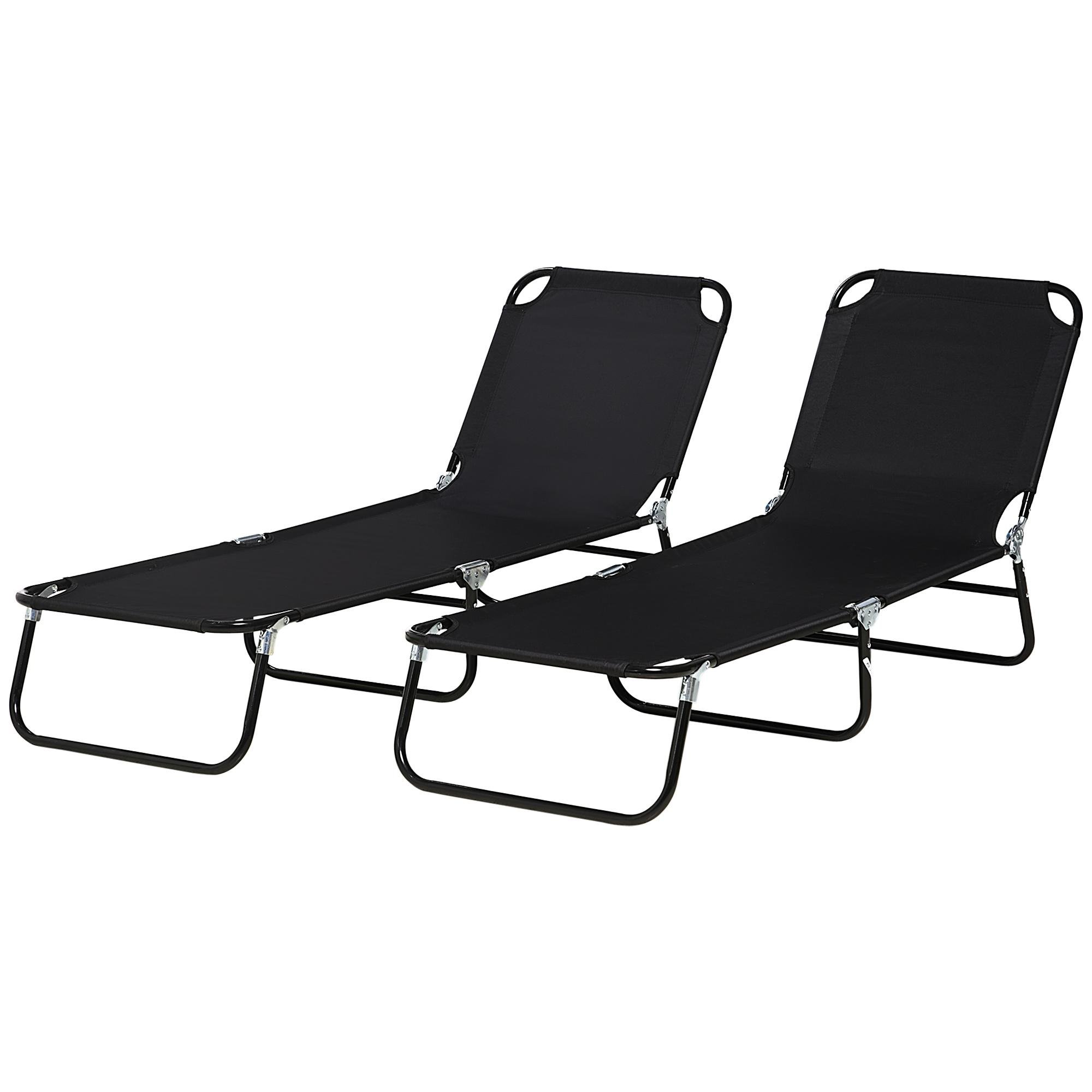 black oxford lounger set, 5-position folding chairs