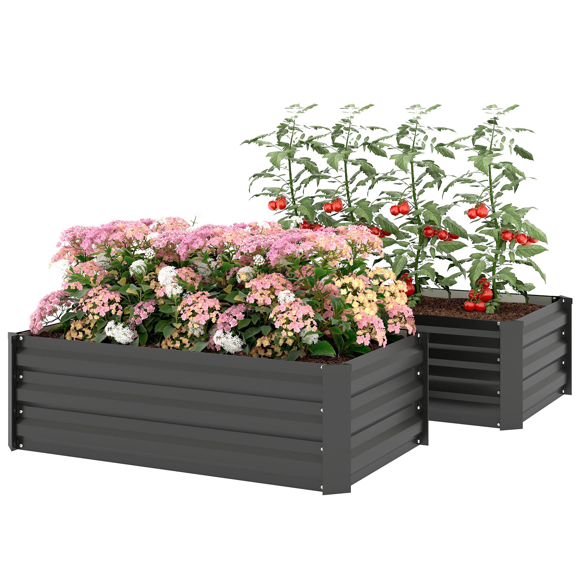 Black 39 Inch Raised Beds, Galvanized Steel Set of 2